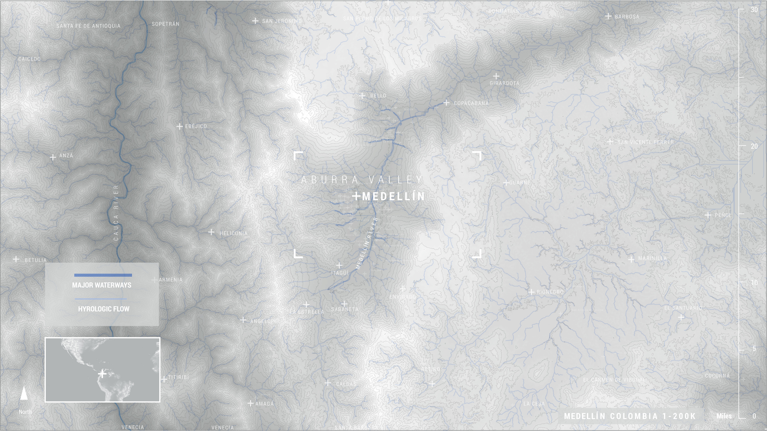 Figure 2. The Aburrá Valley Watershed: Medellín sits along the Medellin River, at the base of the Andean foothills.