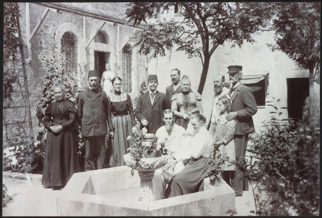 A reproduction from the American Colony's photographic department featuring the community of founders and new members of the American Colony, circa 1896 -1897 (Courtesy of The American Colony Archive Collection)