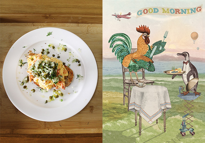 Smoked Salmon Scrambled Eggs with Caper Salsa by Femke de Jong