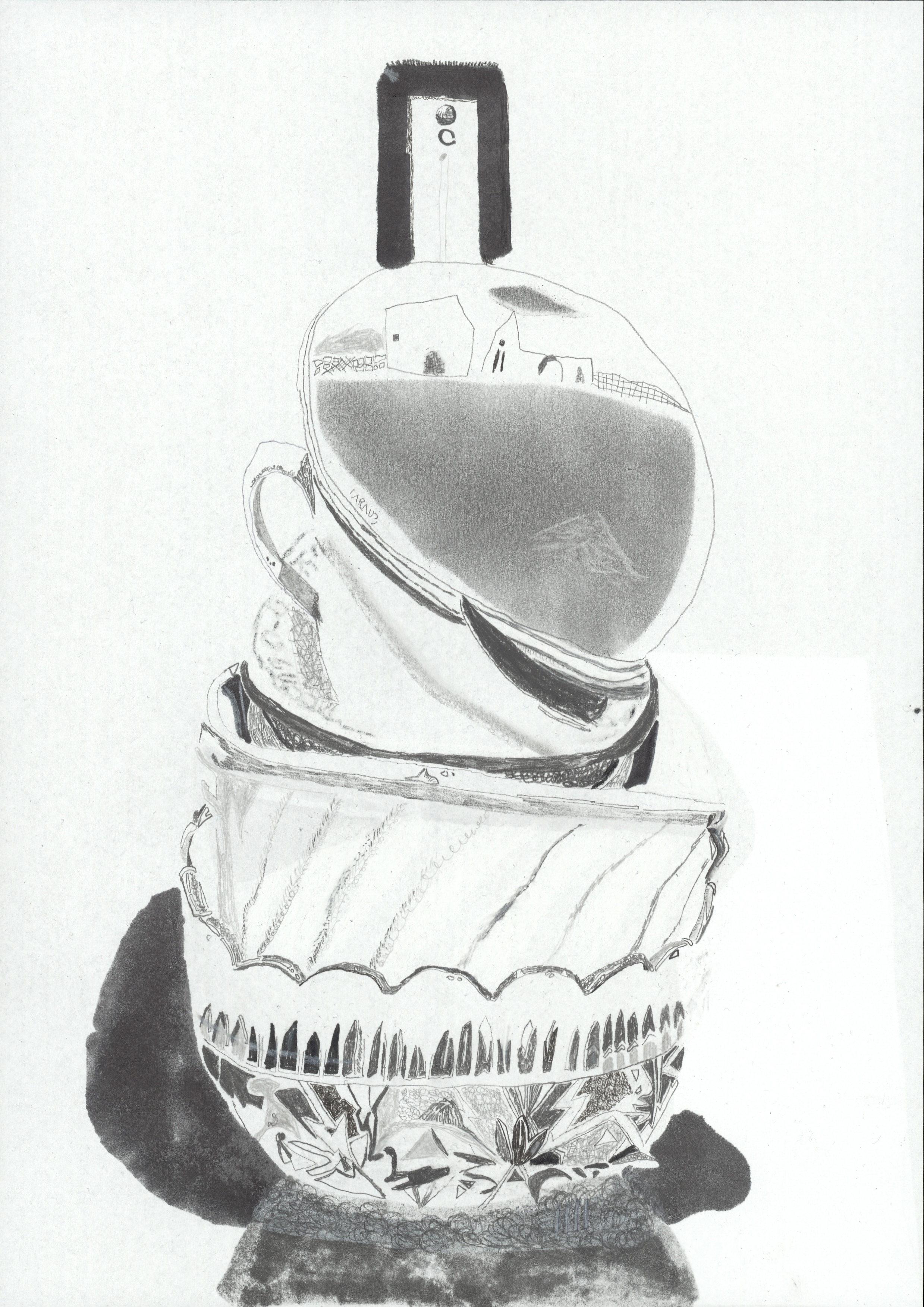 landscape, pencil, marker, graphite on paper ,29,7 x 21 cm,  2016