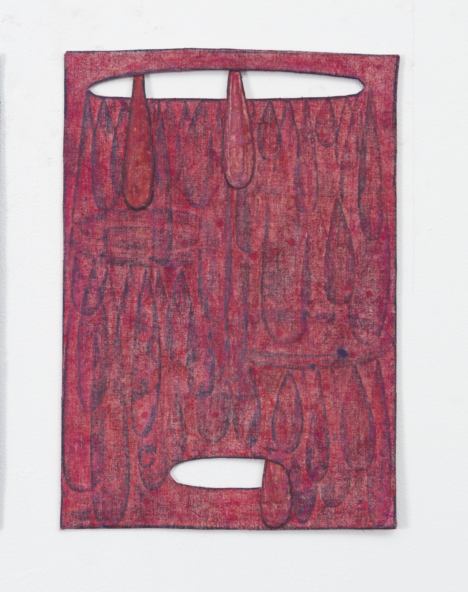  Bleeding Wounds, 2019 . Color pencil and oil pastel on cloth and canvas . 30 x 21 cm