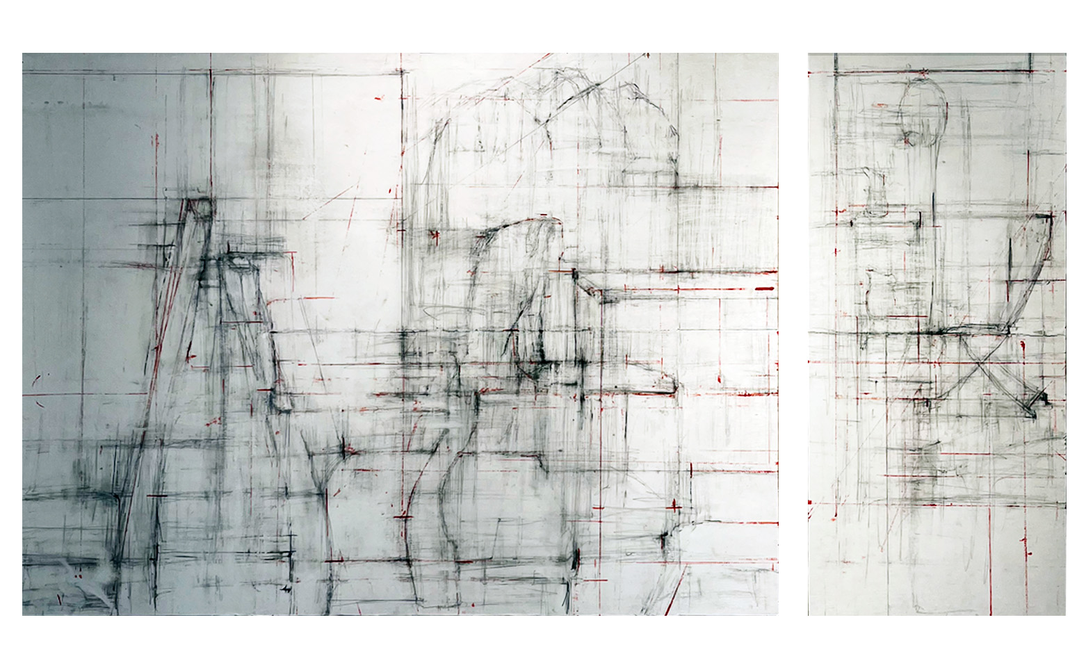Remnants 1260.mm, Oil and Charcoal on Panel, 42 x 76, 2024