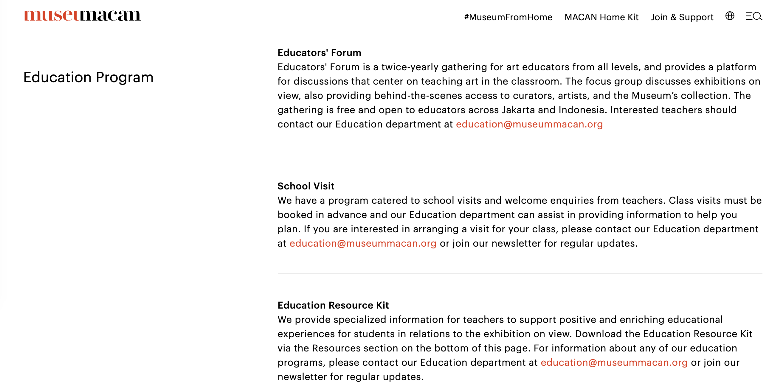 Education Programs at Museum Macan