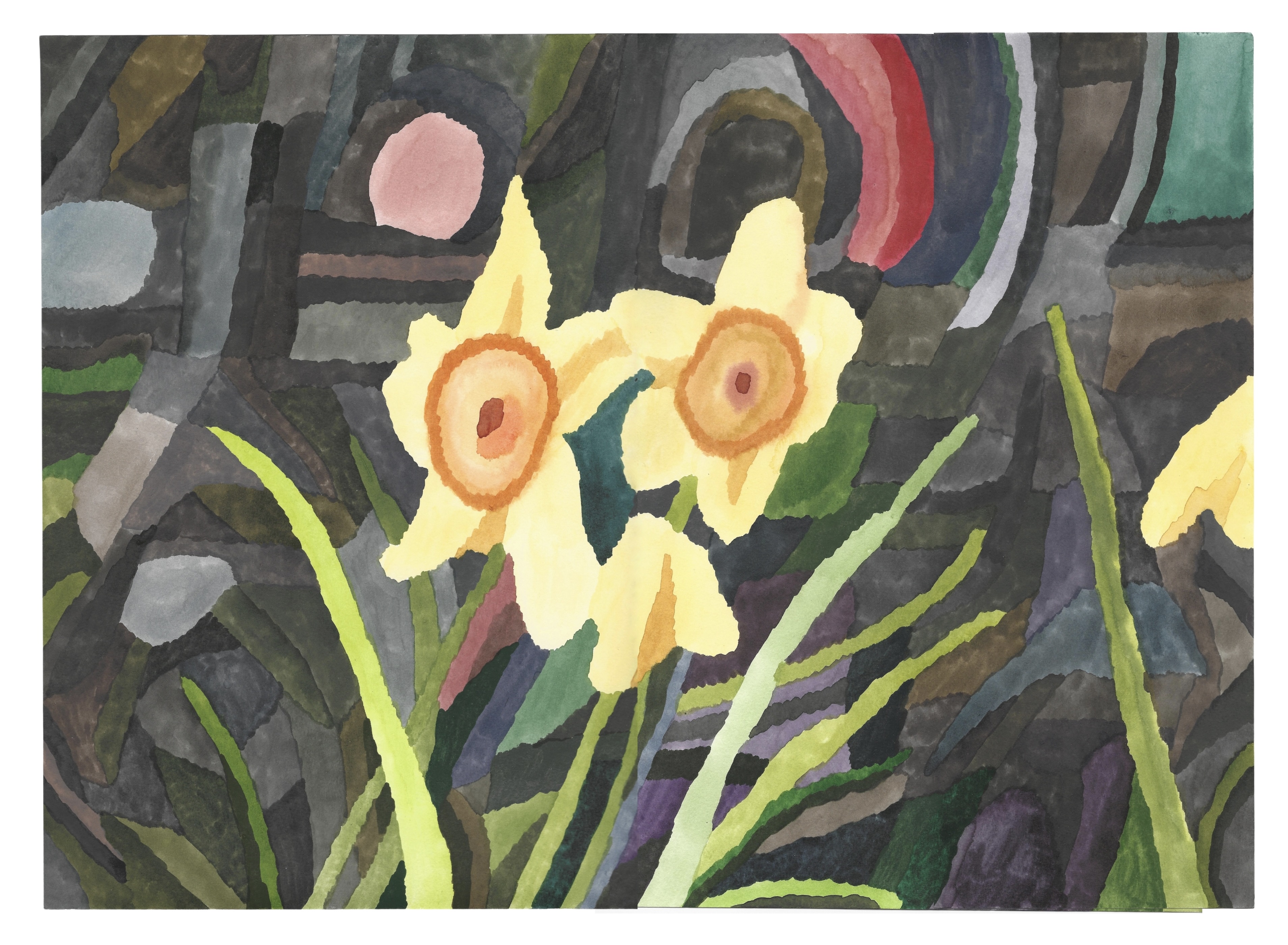 By the river, watercolour on paper