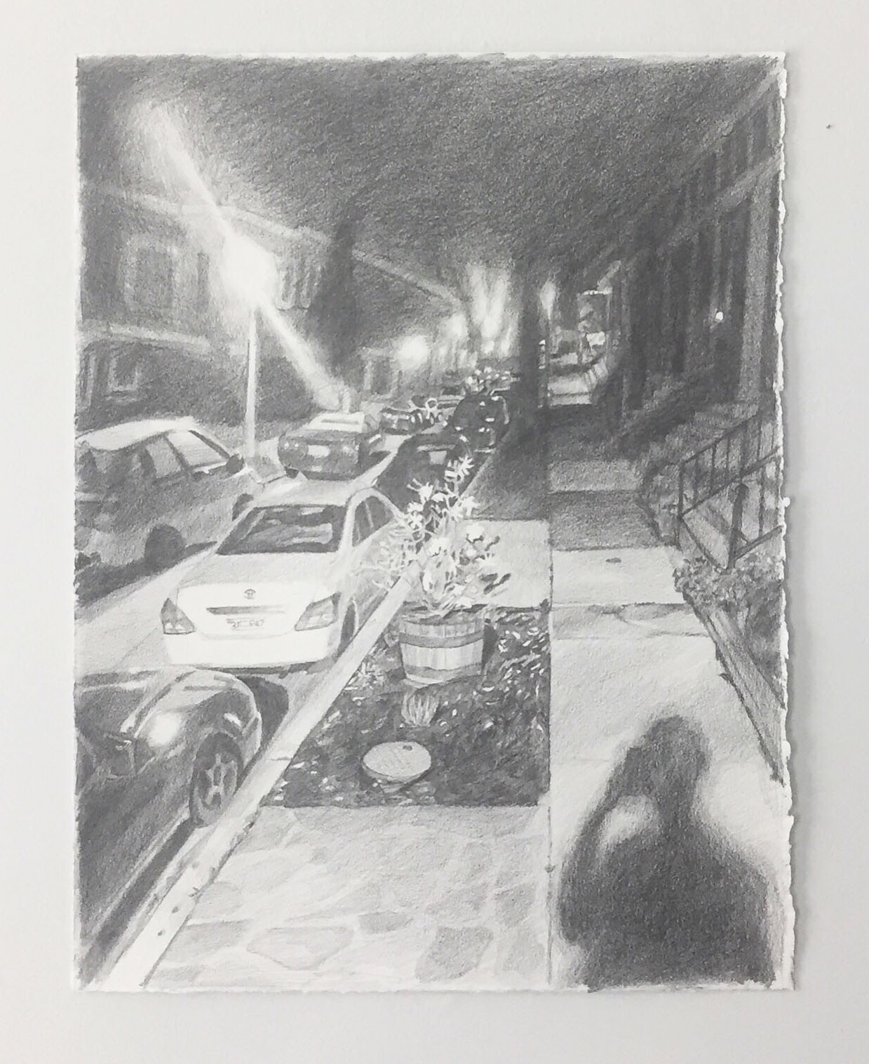 view of 37th st / graphite on paper / 2021