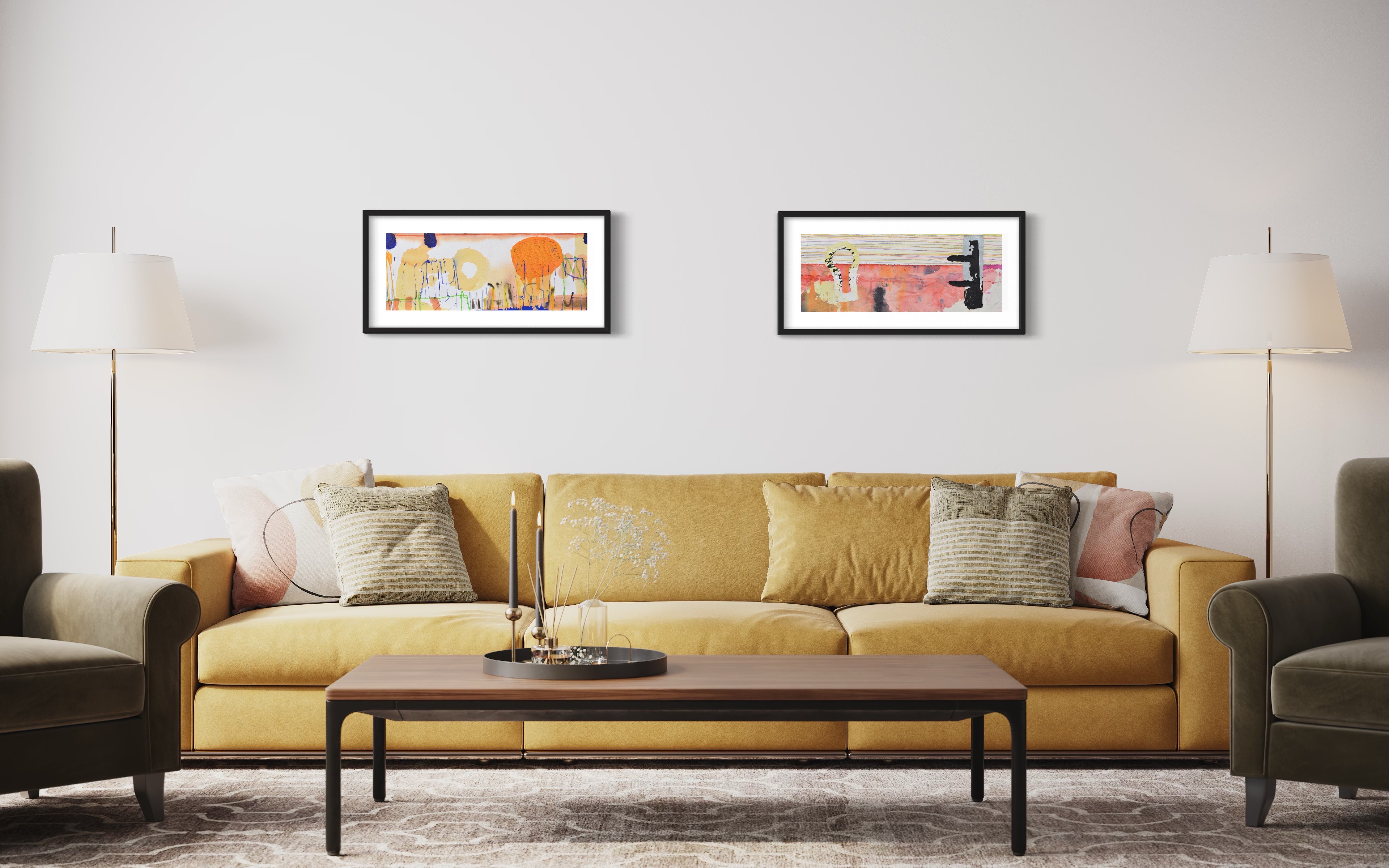 "Panoram" 2022-2023, acryl/mixed media/paper, 25x65cm (excl frame)