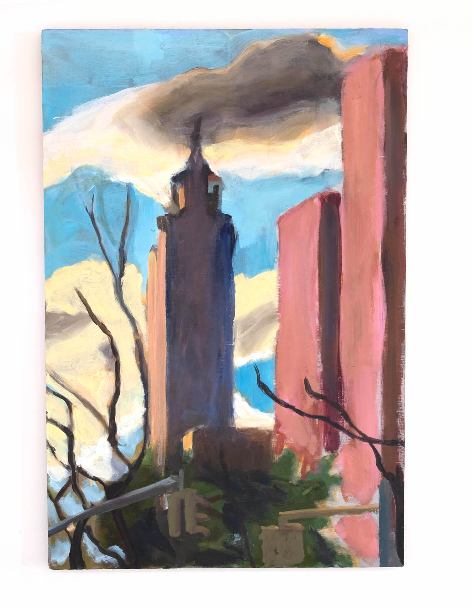 Walking to the subway in the morning, oil on wood, 20 x 14 inches, 2018-2019