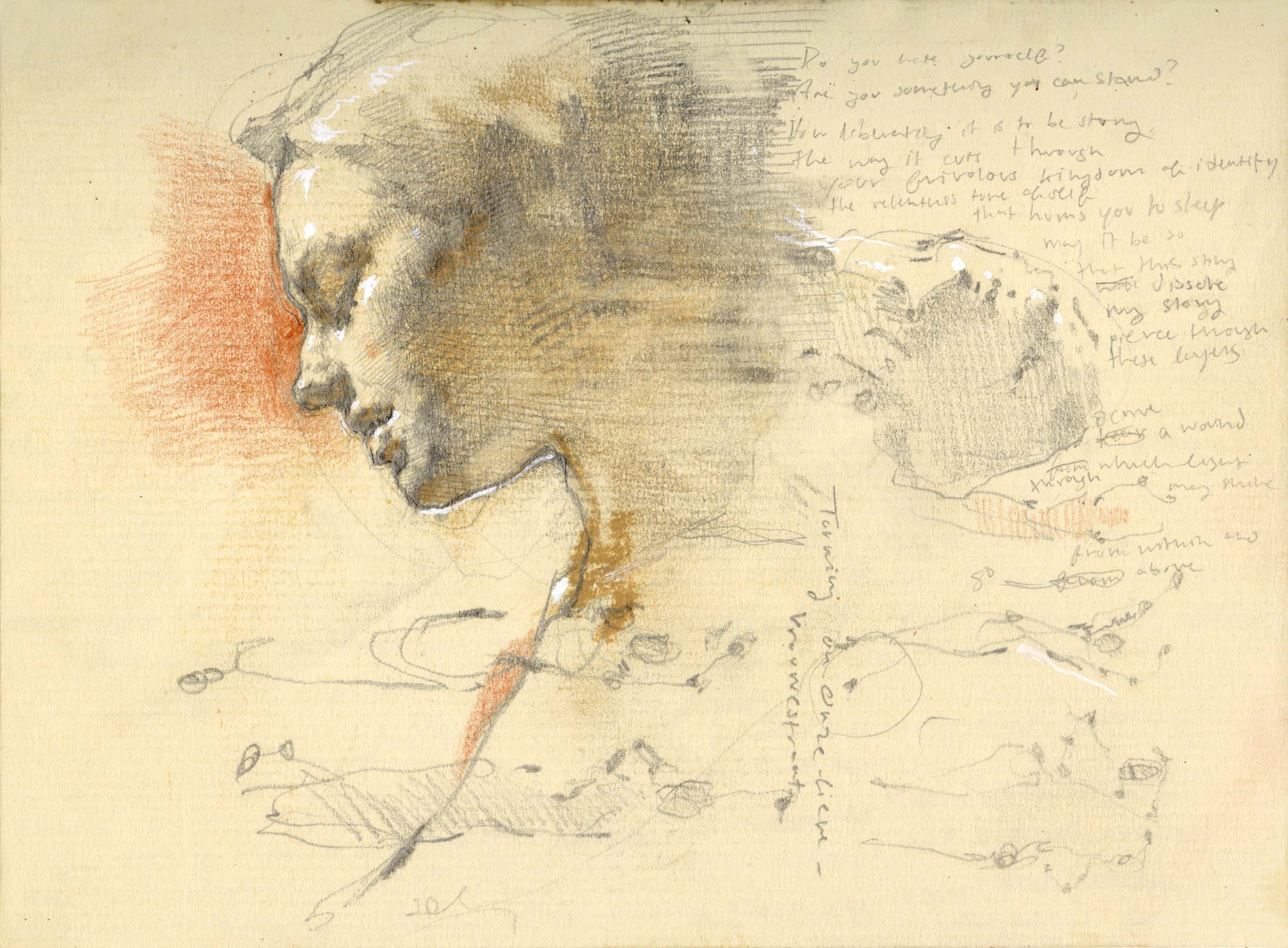 Piercing the Kingdom of Self: Collected Shards Series, 10x6’’ Graphite and colored pencil, 2023