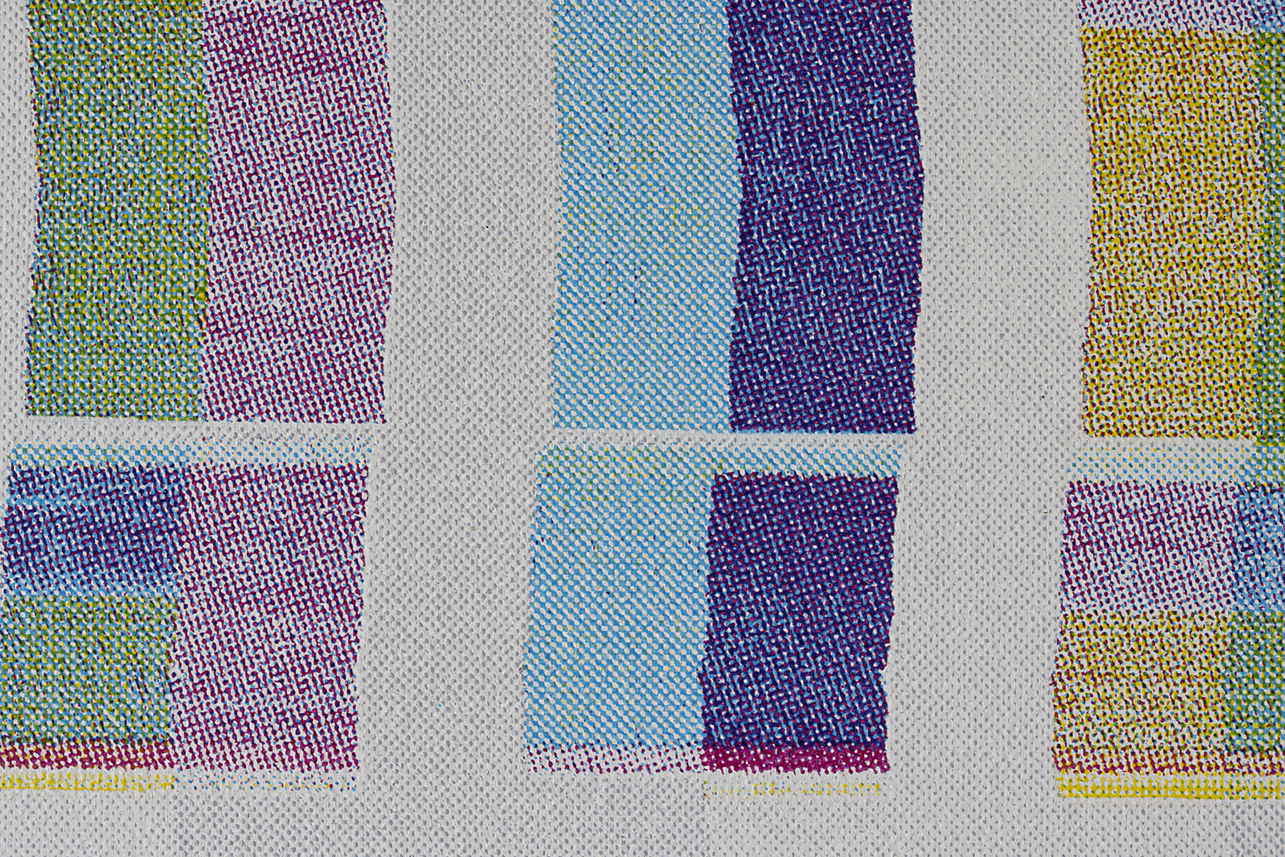 (Detail) - Woven Type (inverted 2), 2021, acrylic, screenprint and colour pencil on canvas, 17x22 inches