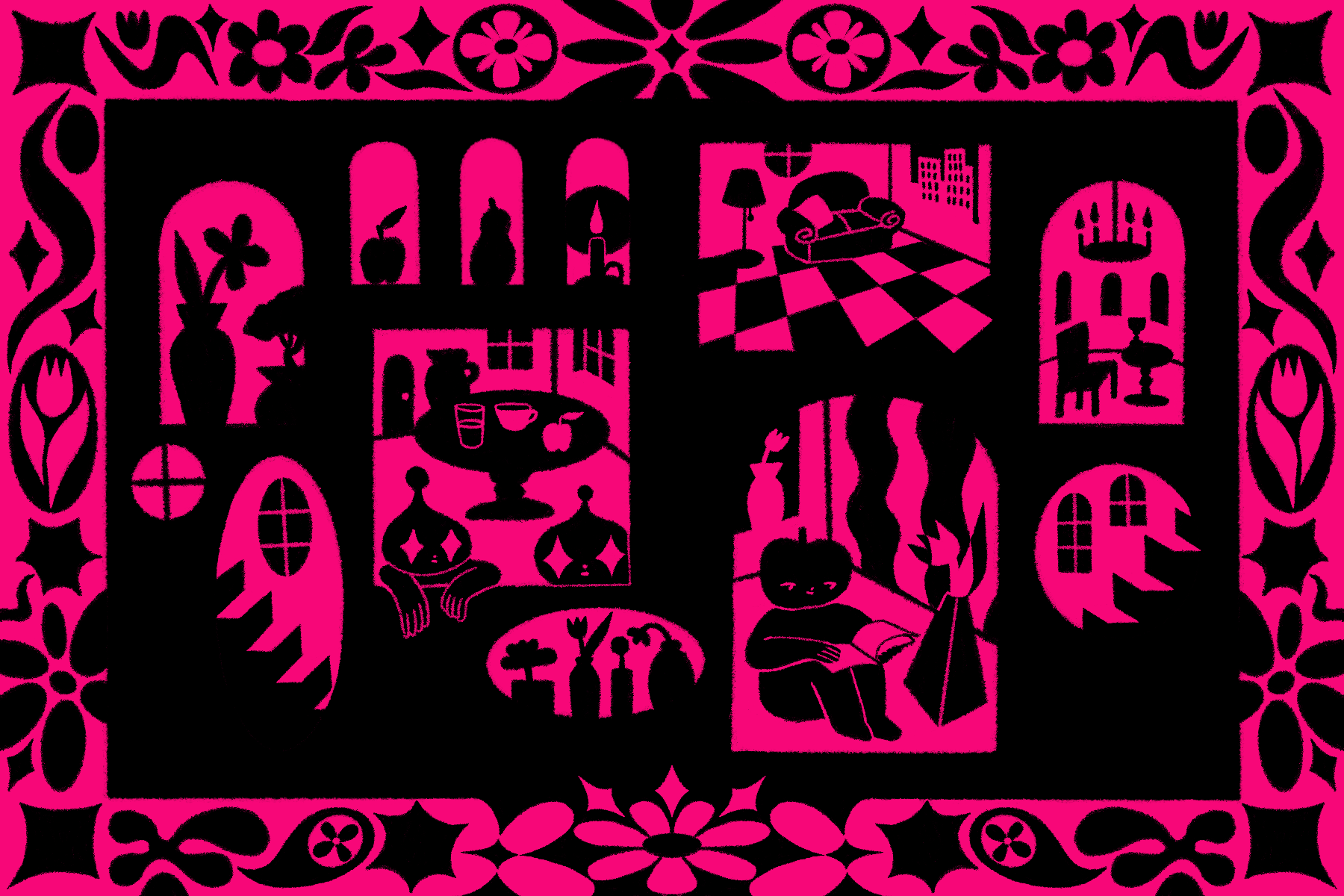 third space, digital illustration for "love & miss you" postcard book with Emma Roffey (2020)