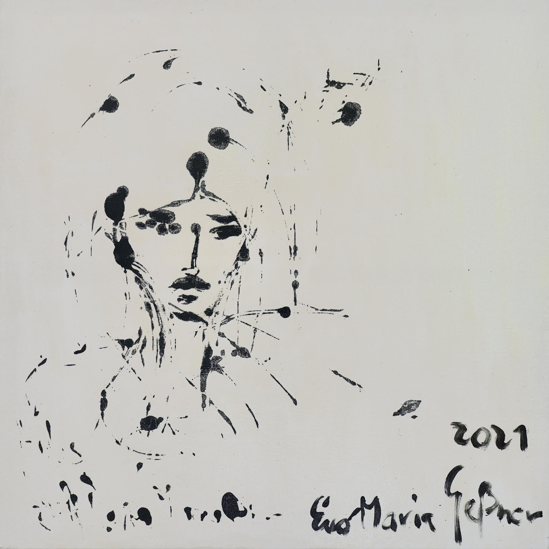 eva gessner stamped woman in black and white