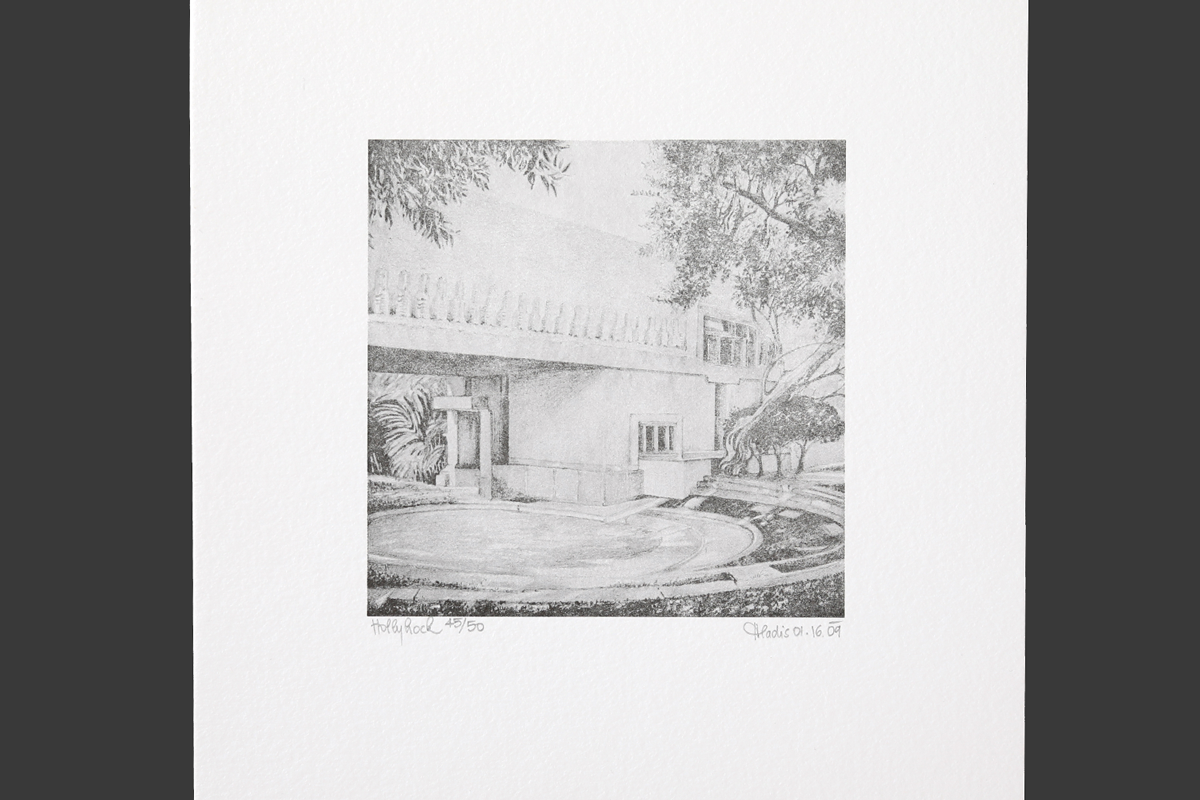 LETTERPRESSIva Hladis letterpress reproduction of pencil drawing of Hollyhock House 