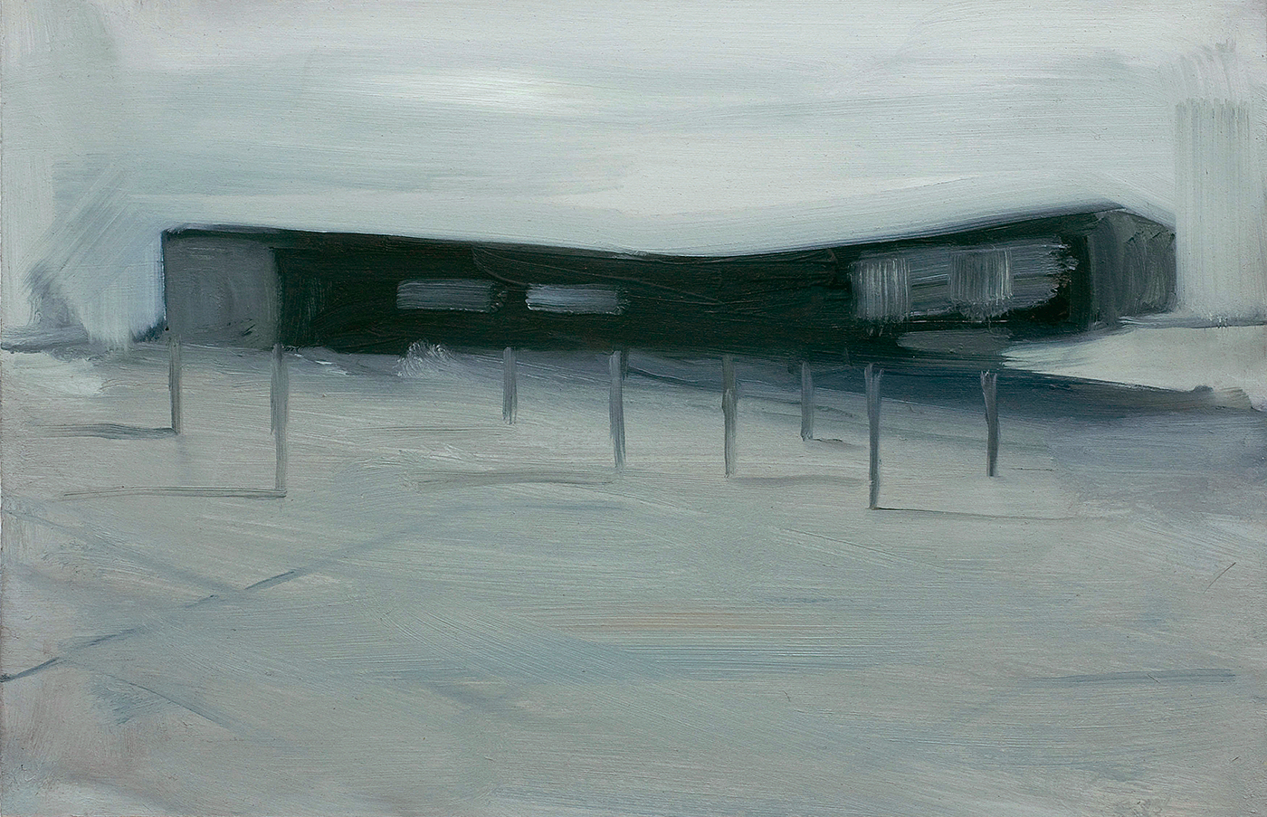 Snow Villa #2 Oil on paper 20x30 cm 2010, Photographed by Shay Halevi