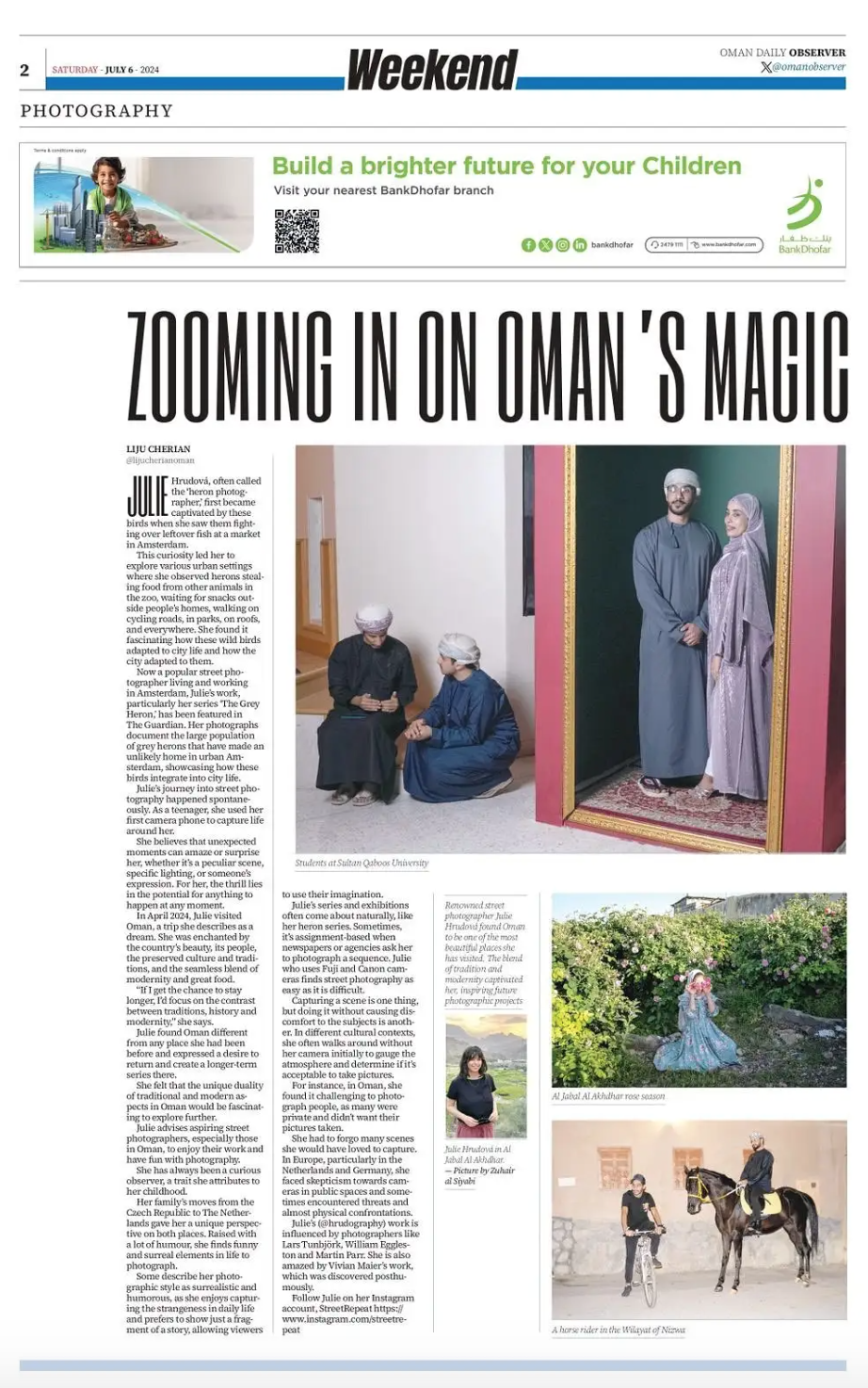 2024: Publication of my street photographs in the Omani newspaper,Oman Observer