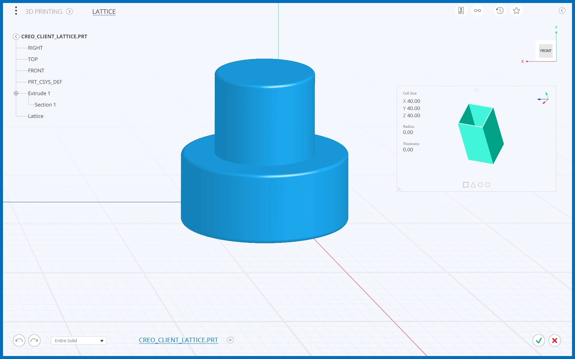 Creo Sample flow of entering a preview mode and receiving a cost estimation of the part printing.