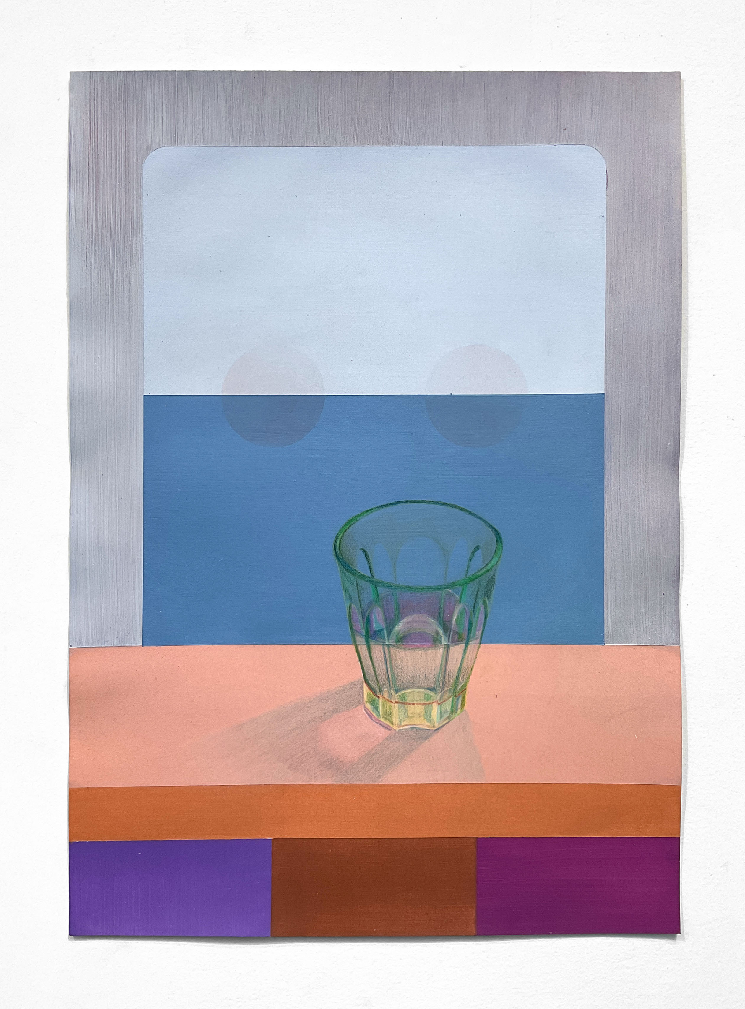 Green glass, 2023, acrylic and colored pencil on paper, 12" x 16"