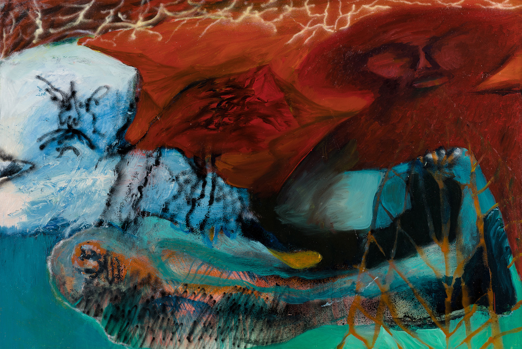 Il Sogno di Pasternaccooil and spray paint on canvas, 60x90cm, 2021