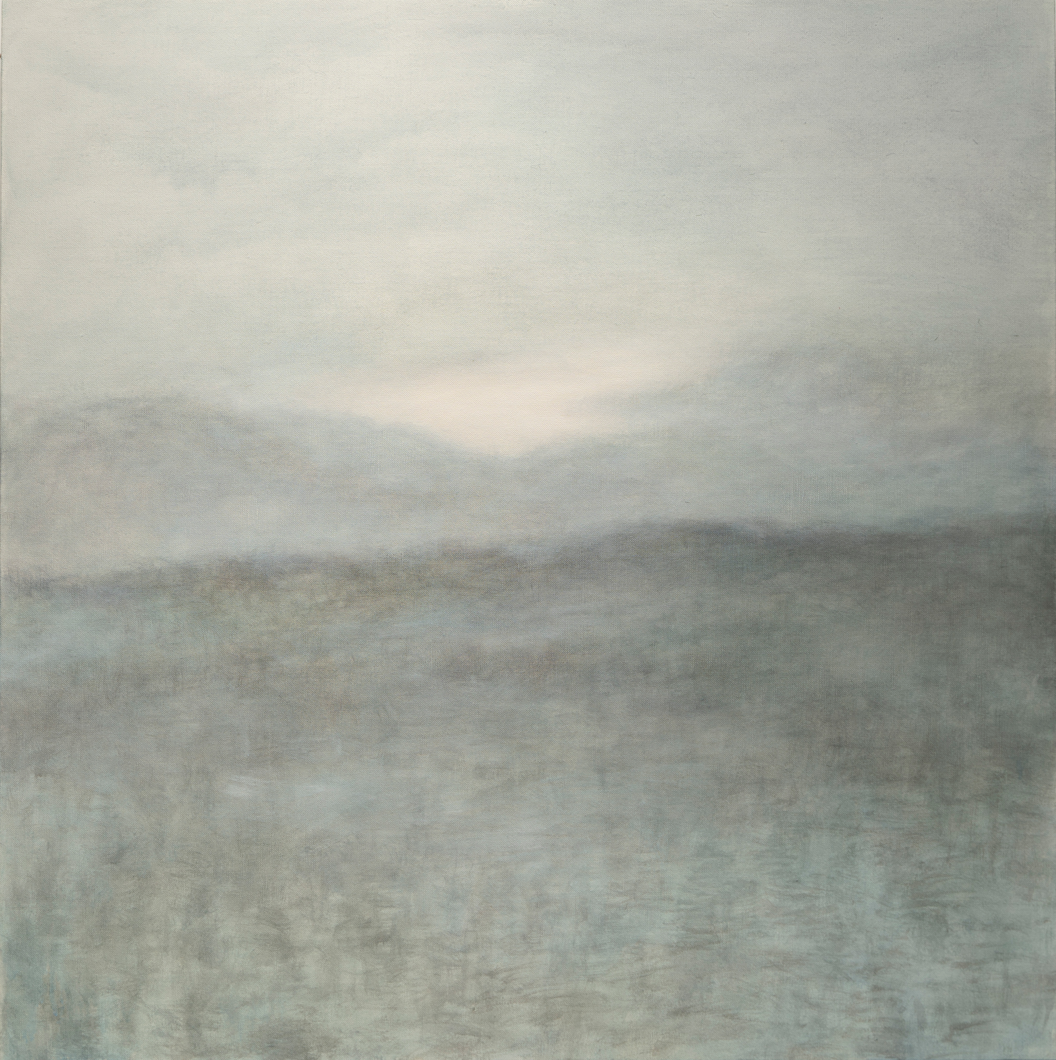 下山的湖 Lake When Descending, 90×90cm, Acrylic on canvas, 2024