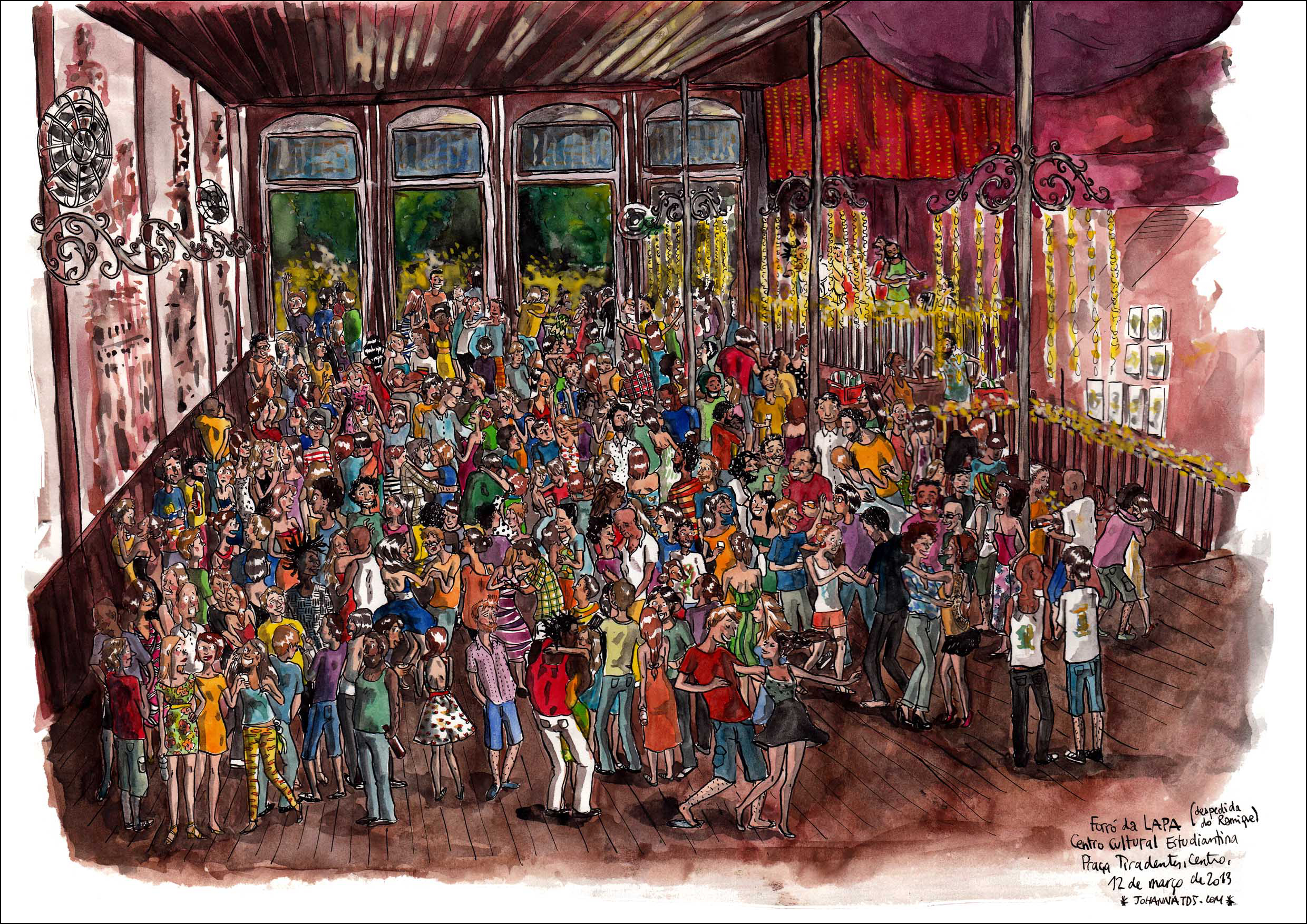 Estudiantina, Praça Tiradentes, 29,5 x 40,5 cm, aquarelle et encre de Chine
