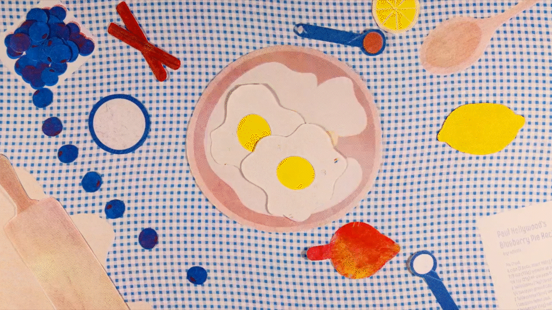 Stop motion title sequence for the Great British Baking show, done using handcut risographs