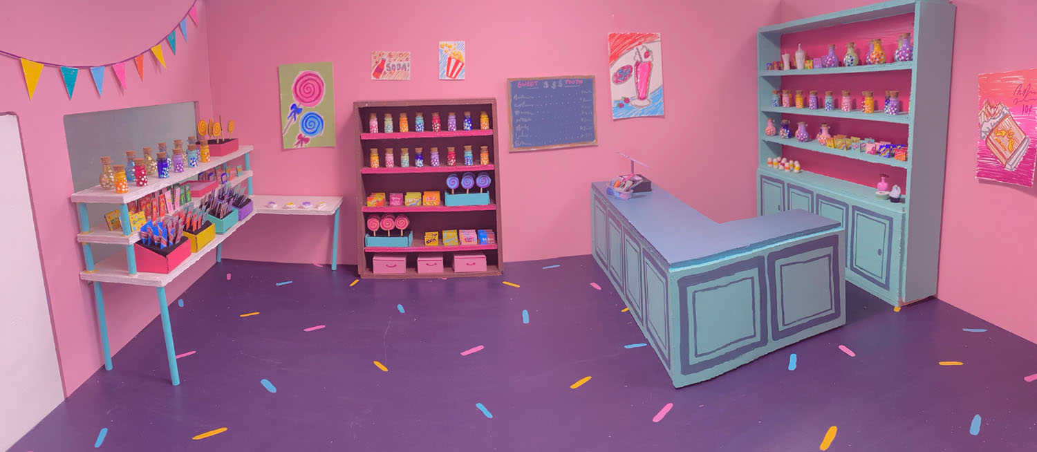 Candy Shop SetWood & Acrylic Paint, 33x23 in, 2022