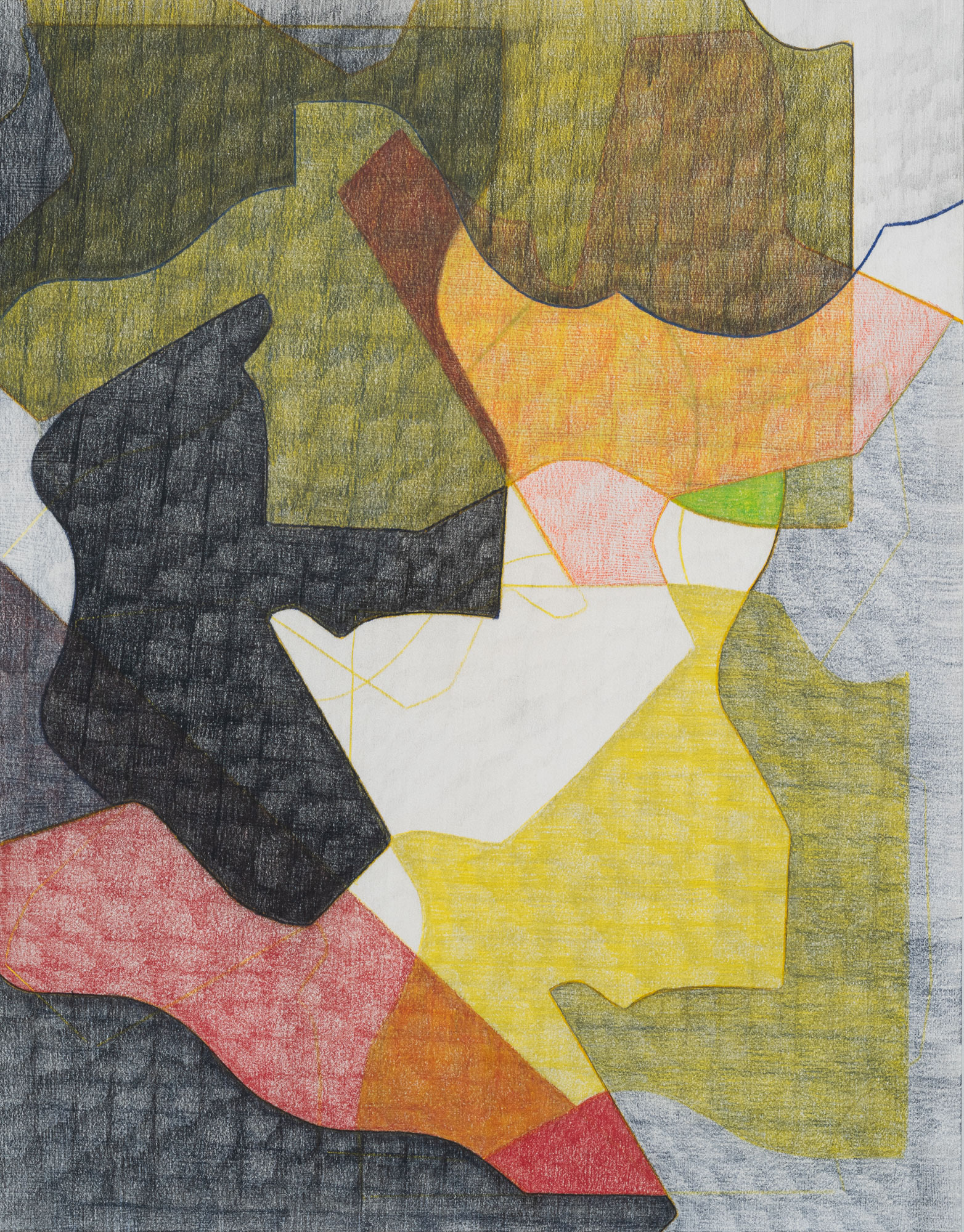 Untitled, 2025, colored pencil and graphite on paper, 14 × 11".