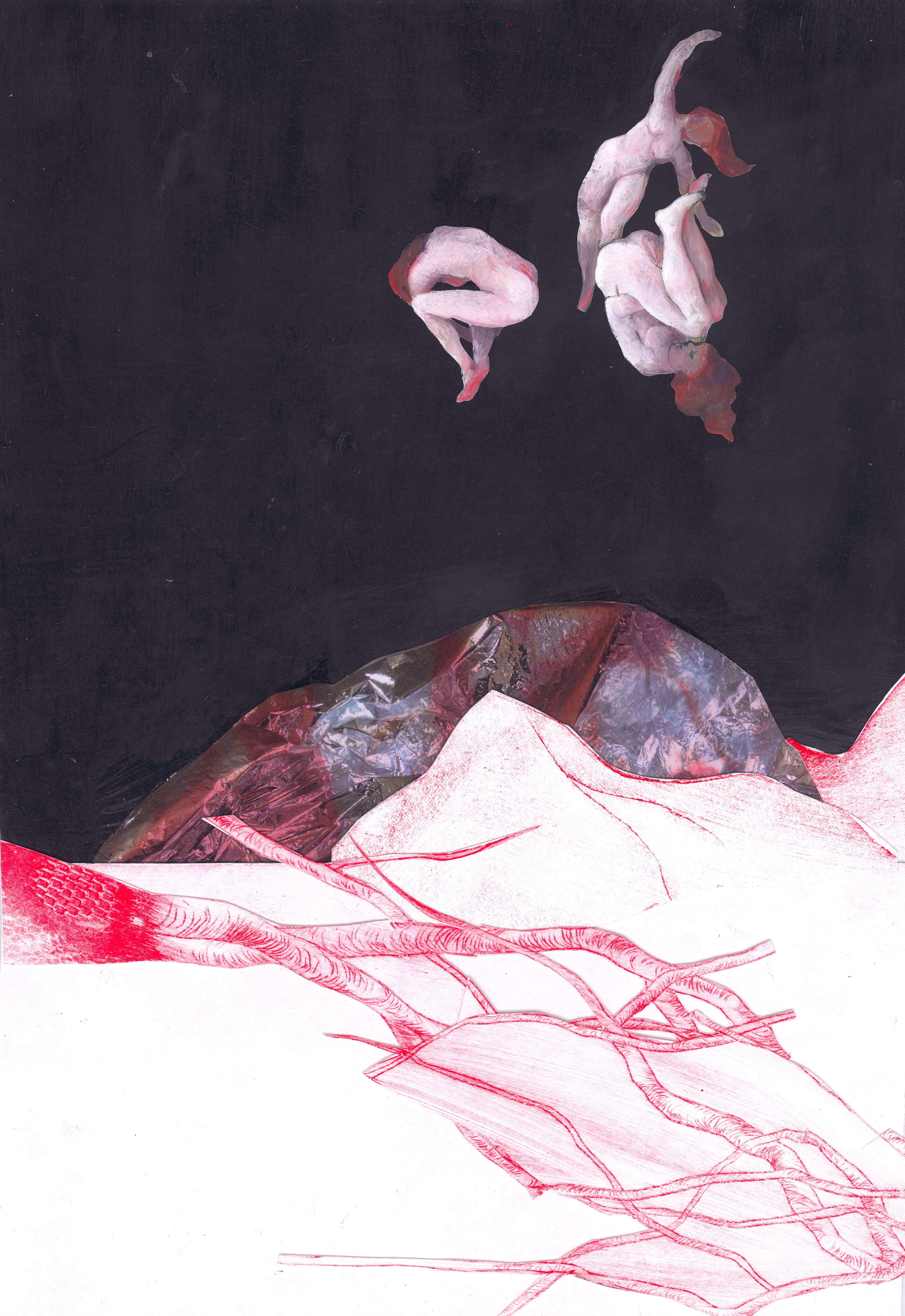 FlightSerie: WitchesOil paint on paper, collage with photo material and etching, 24 x 34cmSerie: Witches2021-2022