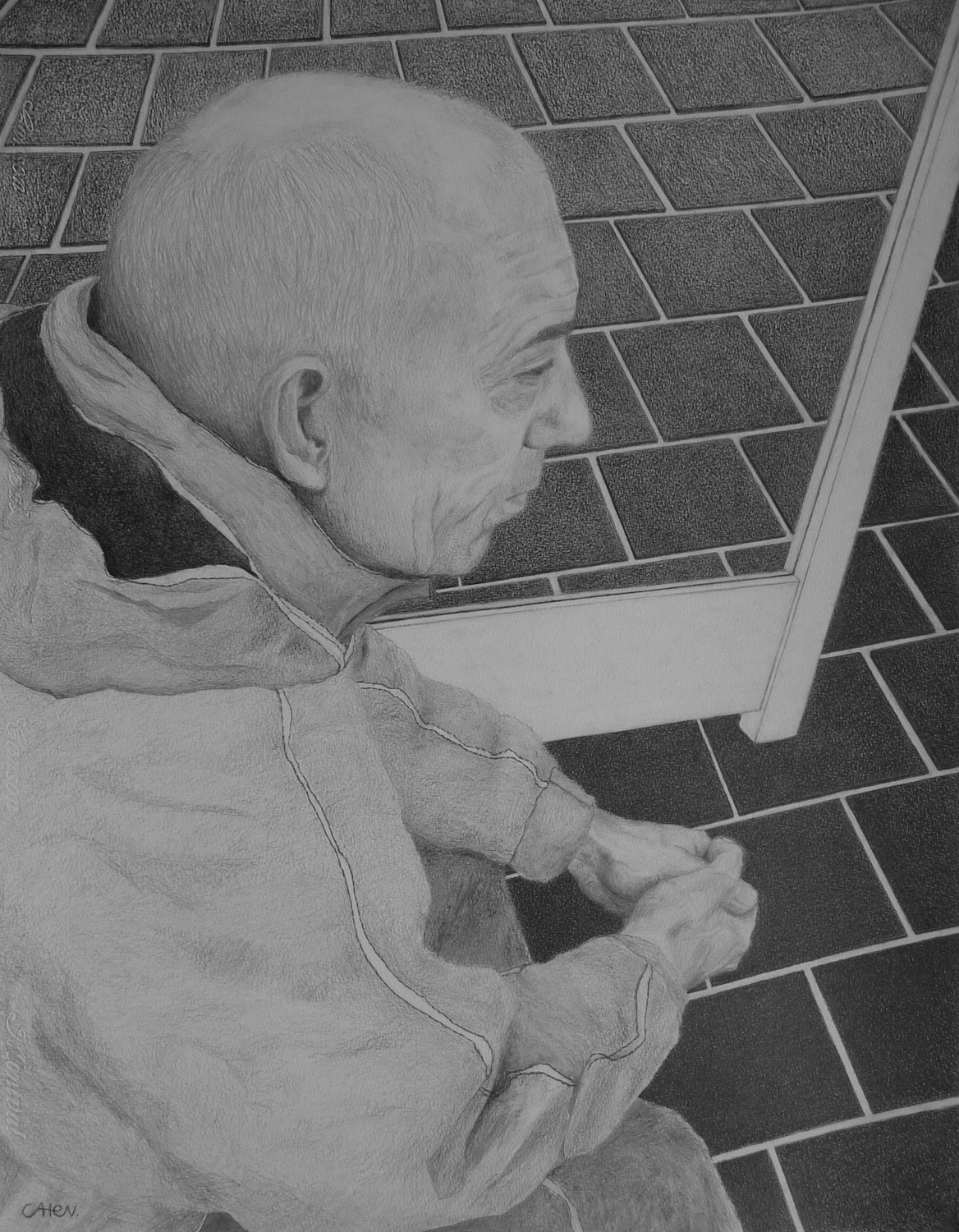 potlood op papier, 65 x 50 cm