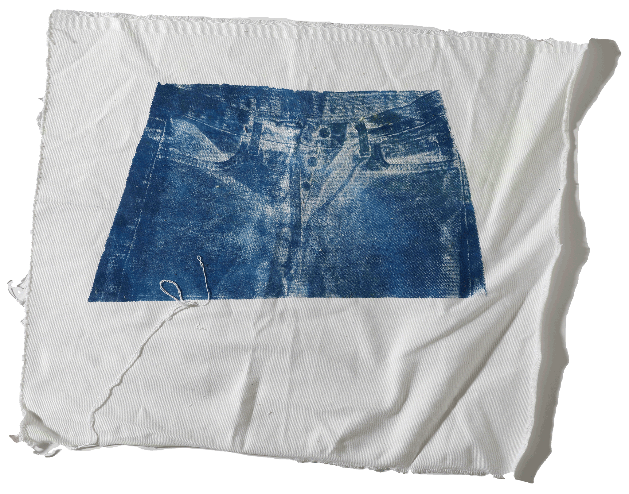 Flocked print with indigo pigment