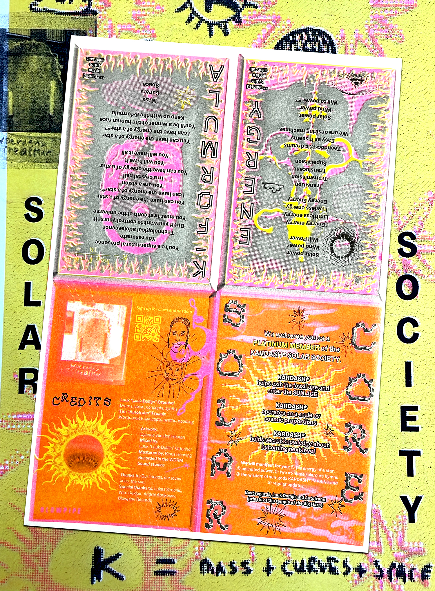 Page of riso printed Solarcore zine (2023)