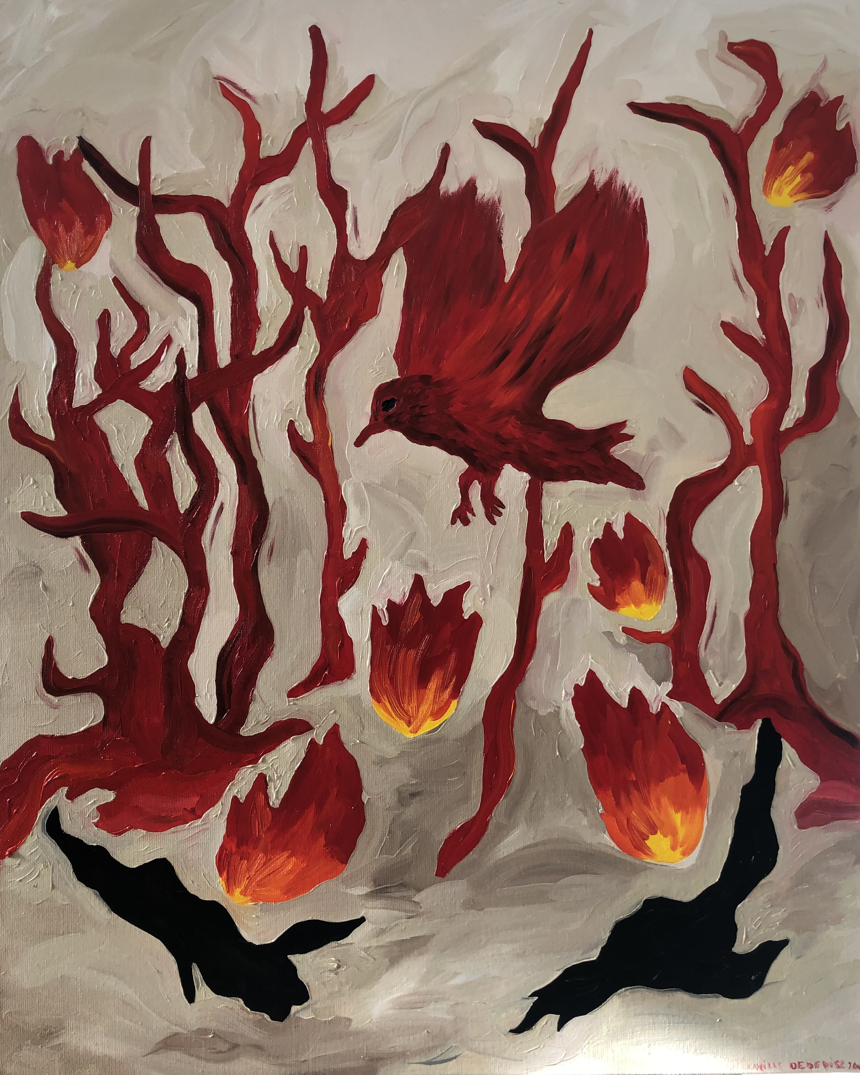 ^ THE LAST BIRD ON EARTH, oil painting on linen canvas, 81x65cm, 2023