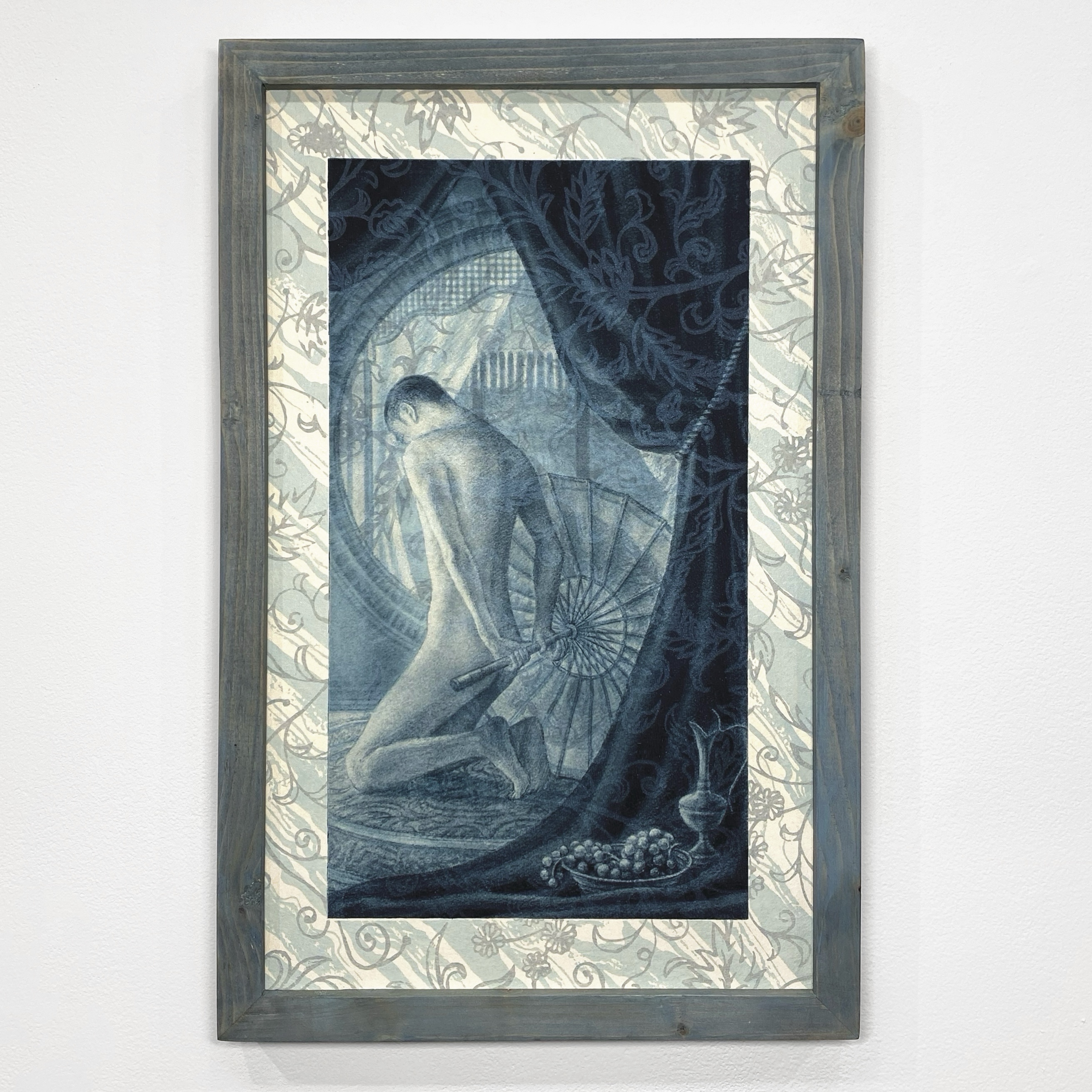 within the closing eye (lives relics of past lives) III, 2024, 17&rdquo; x 10.5&rdquo;, photopolymer etching and silkscreen on paper