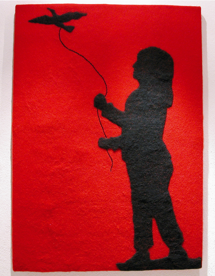 Boysplay II, 2004, 120cm b x 58cm h, Feltpiece handfelted wool