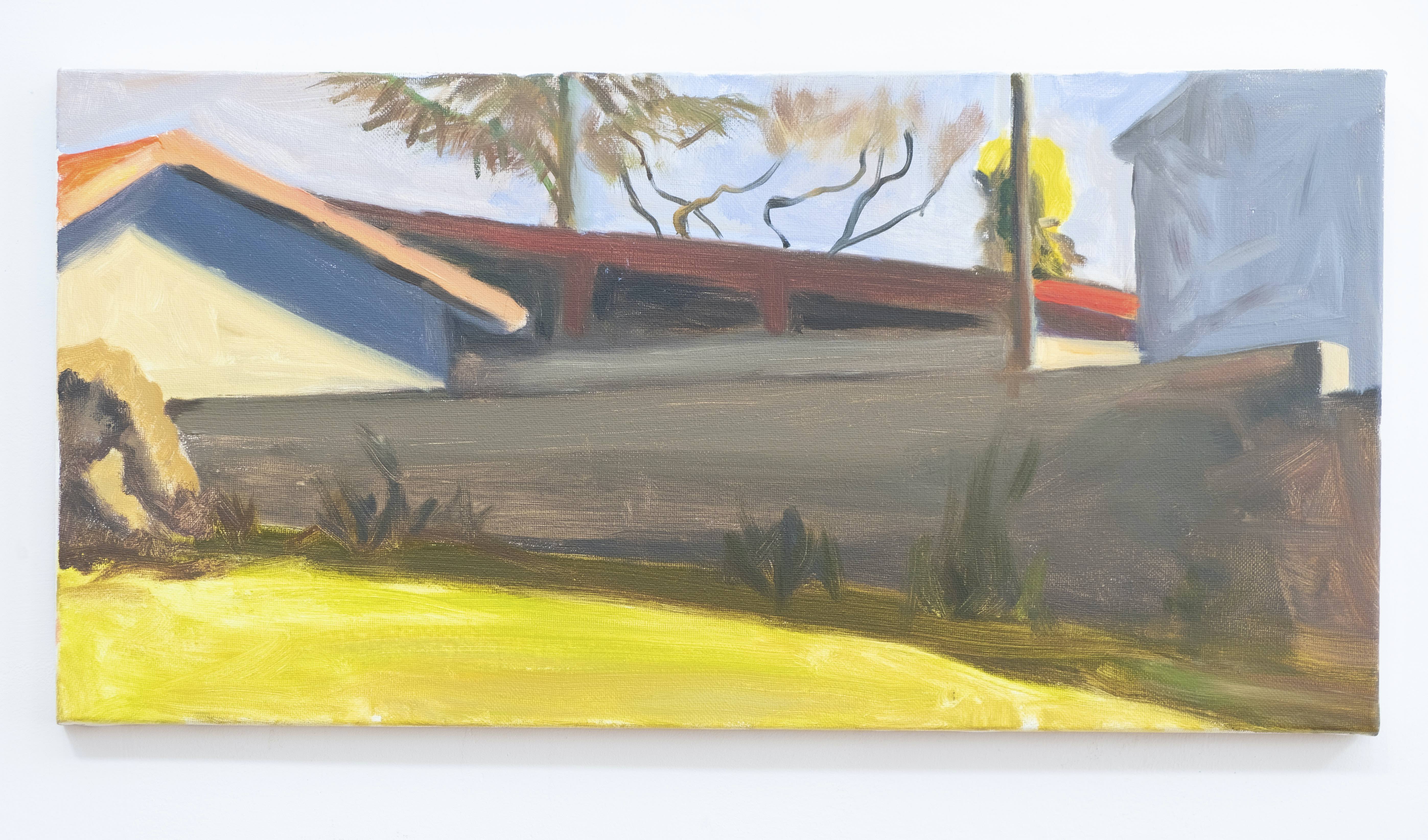 Neighbor's wall, oil on canvas, 10 x 20 inches, 2018
