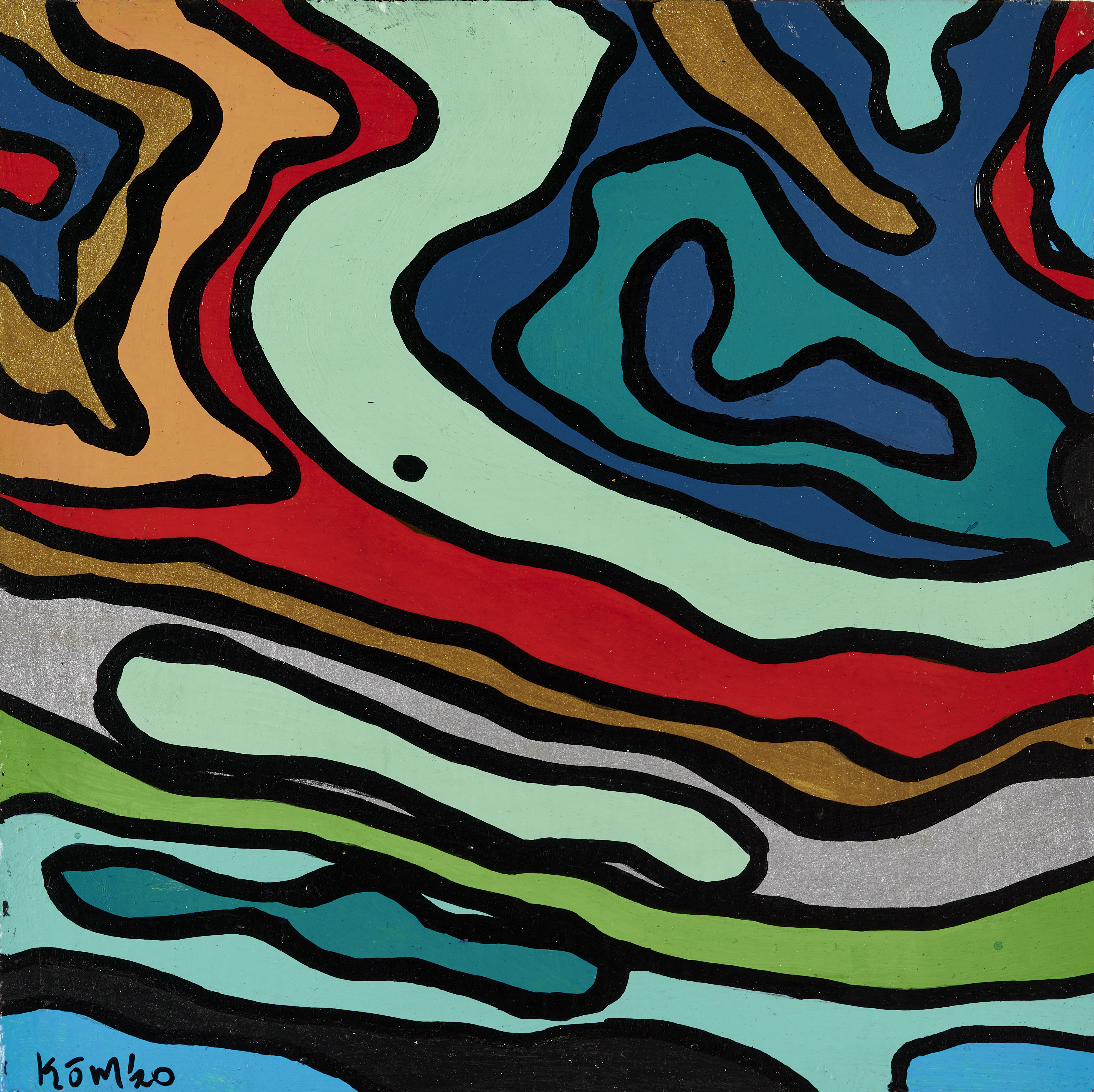 Khotso Motsoeneng, "Unknown Valley", 2021, acrylic on wood, 20 x 20cm.