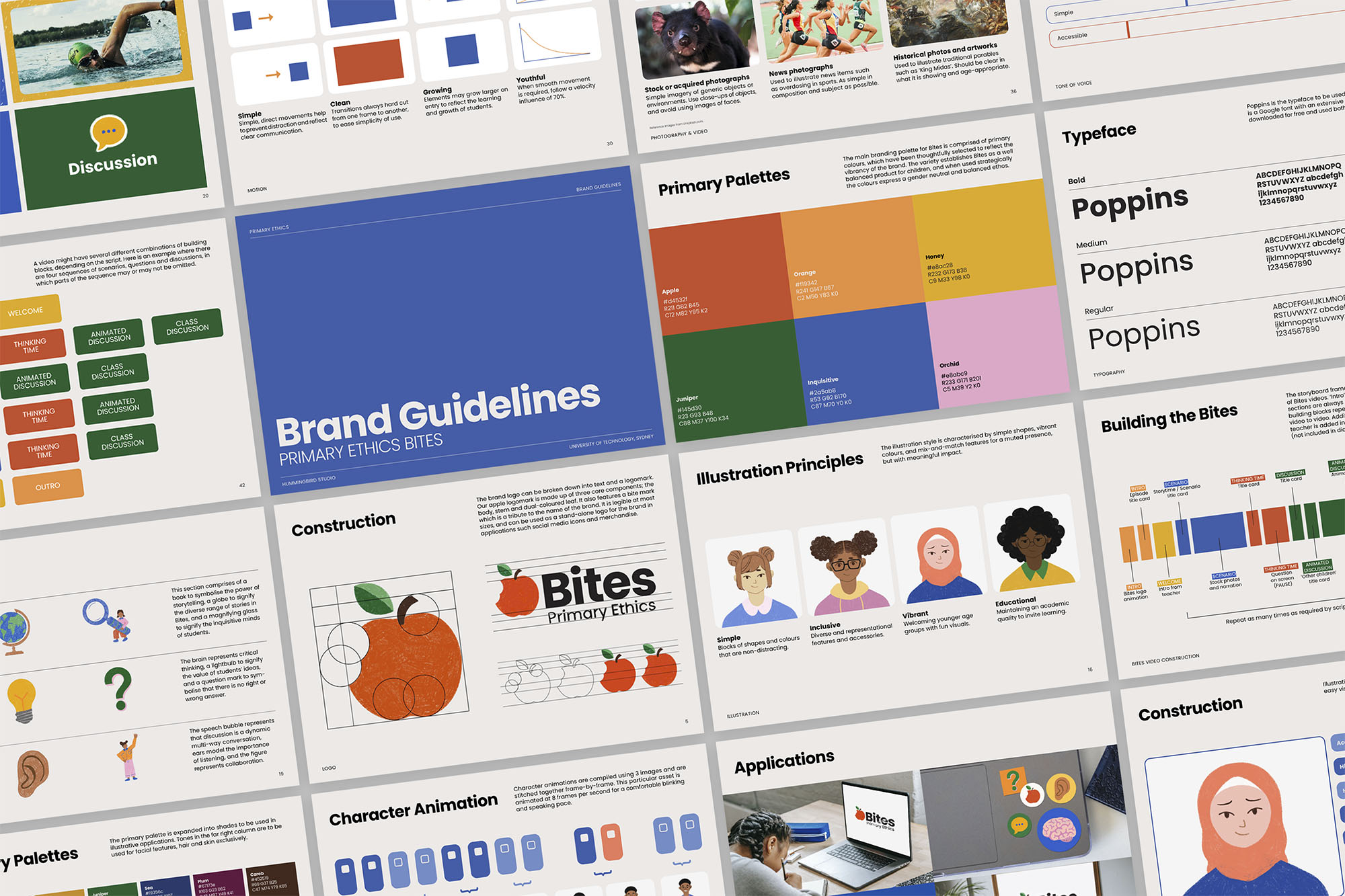 Designed with Lucy Bryant, Elizabeth Chea, Lisseth Portillo Rodriguez and Emma Turney. Our brief from Primary Ethics was to develop assets for a series of educational videos. The finished deliverables included new brand guidelines, a modular framework for building ‘Bites’ videos, and a Photoshop file used to build interchangeable animation assets.