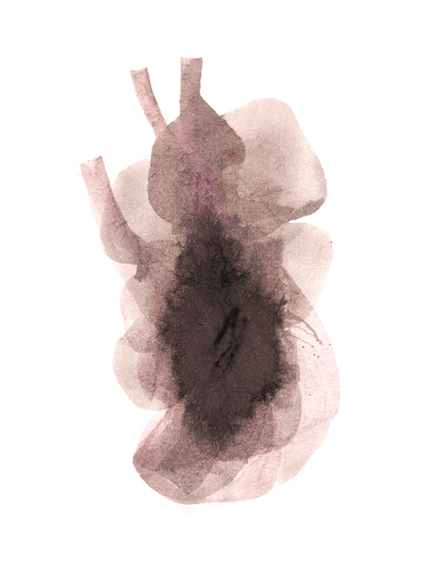 Heart II; #62, 2020, Acrylic on Paper, 38x28 cm.