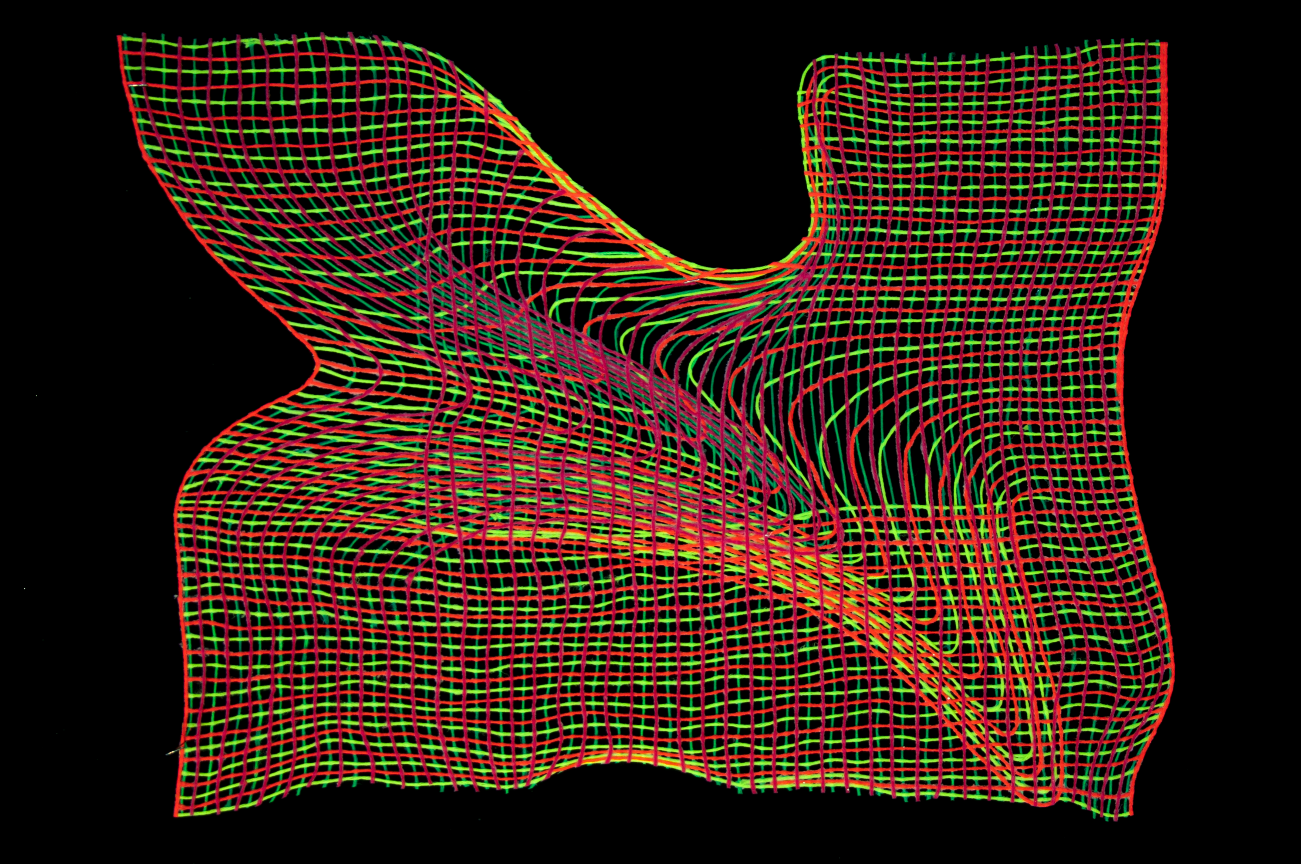 Another Time, Hand woven cotton, stained with inks and pigments / Coton tissé à la main et teint à l’encre et aux pigments 30” x 23”