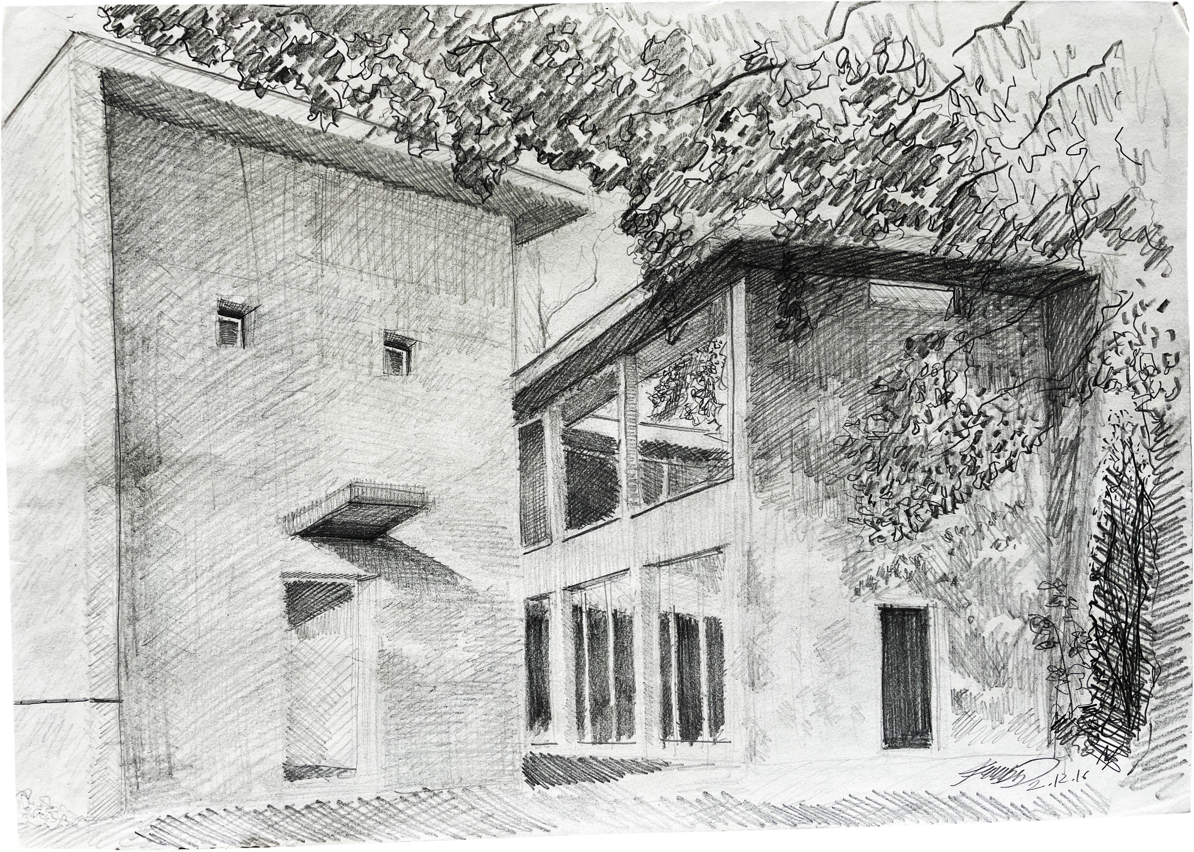 'carlos ramos pavillion', 2017, graphite on paper