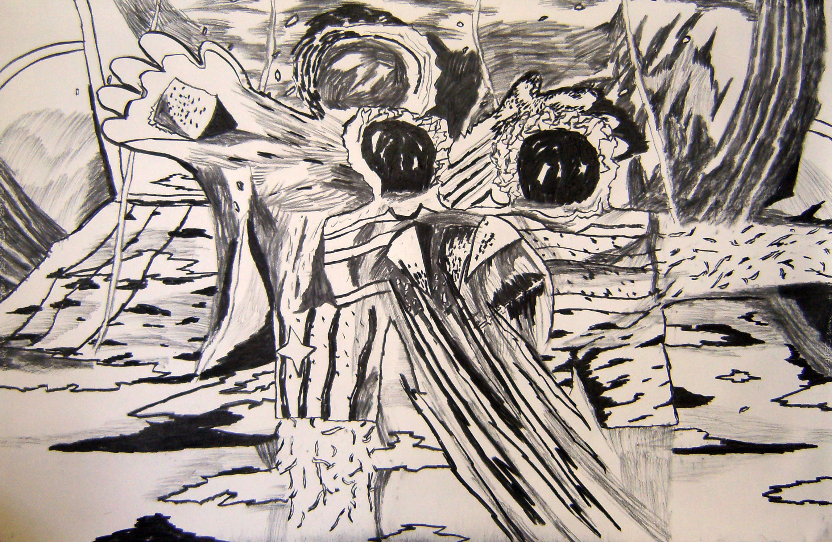 "Untitled", 2014. Charcoal on paper, 100 x 150 cm