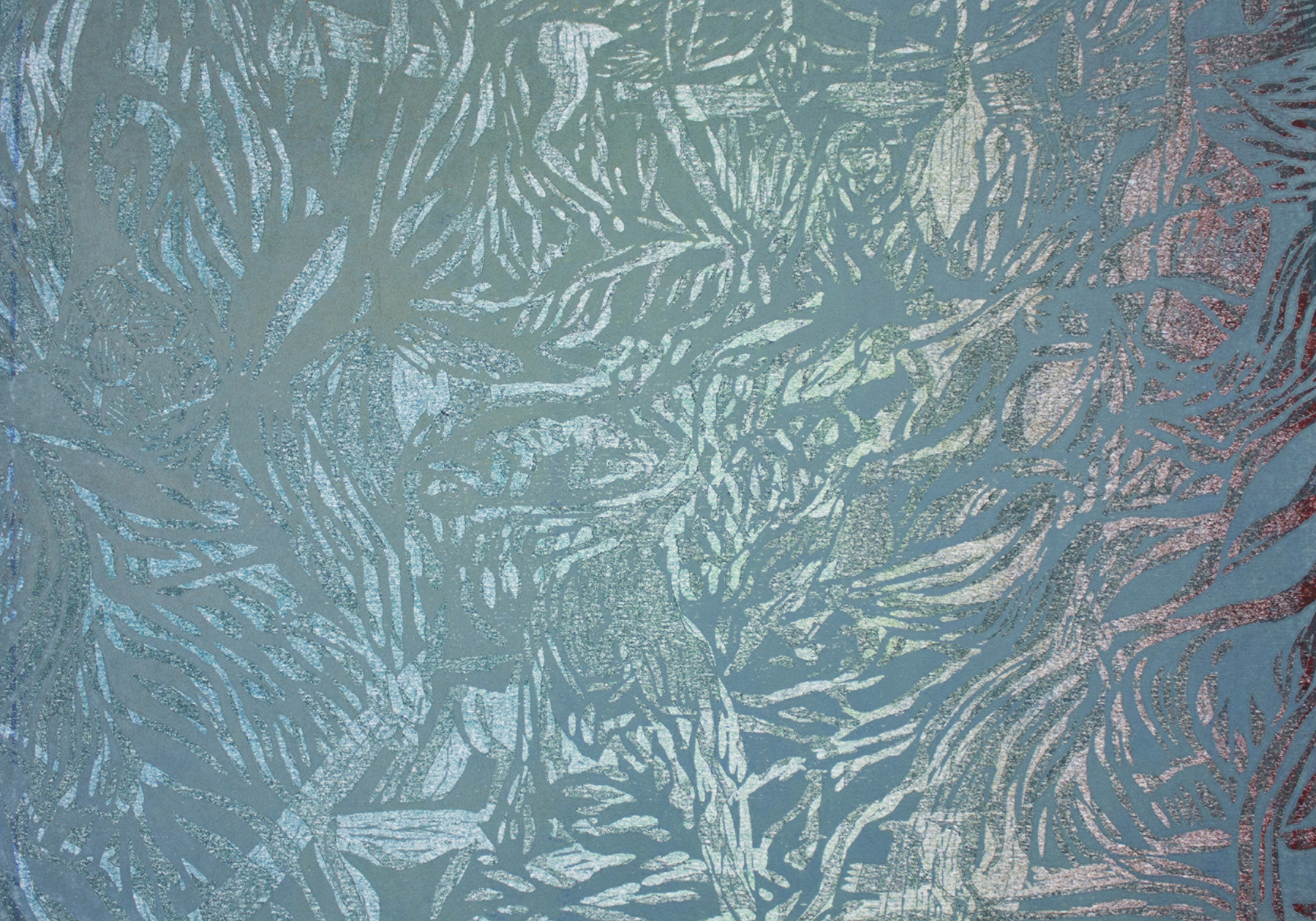'The moon, like to a silver bow',  2022. Woodcut on paper, 42x30cm