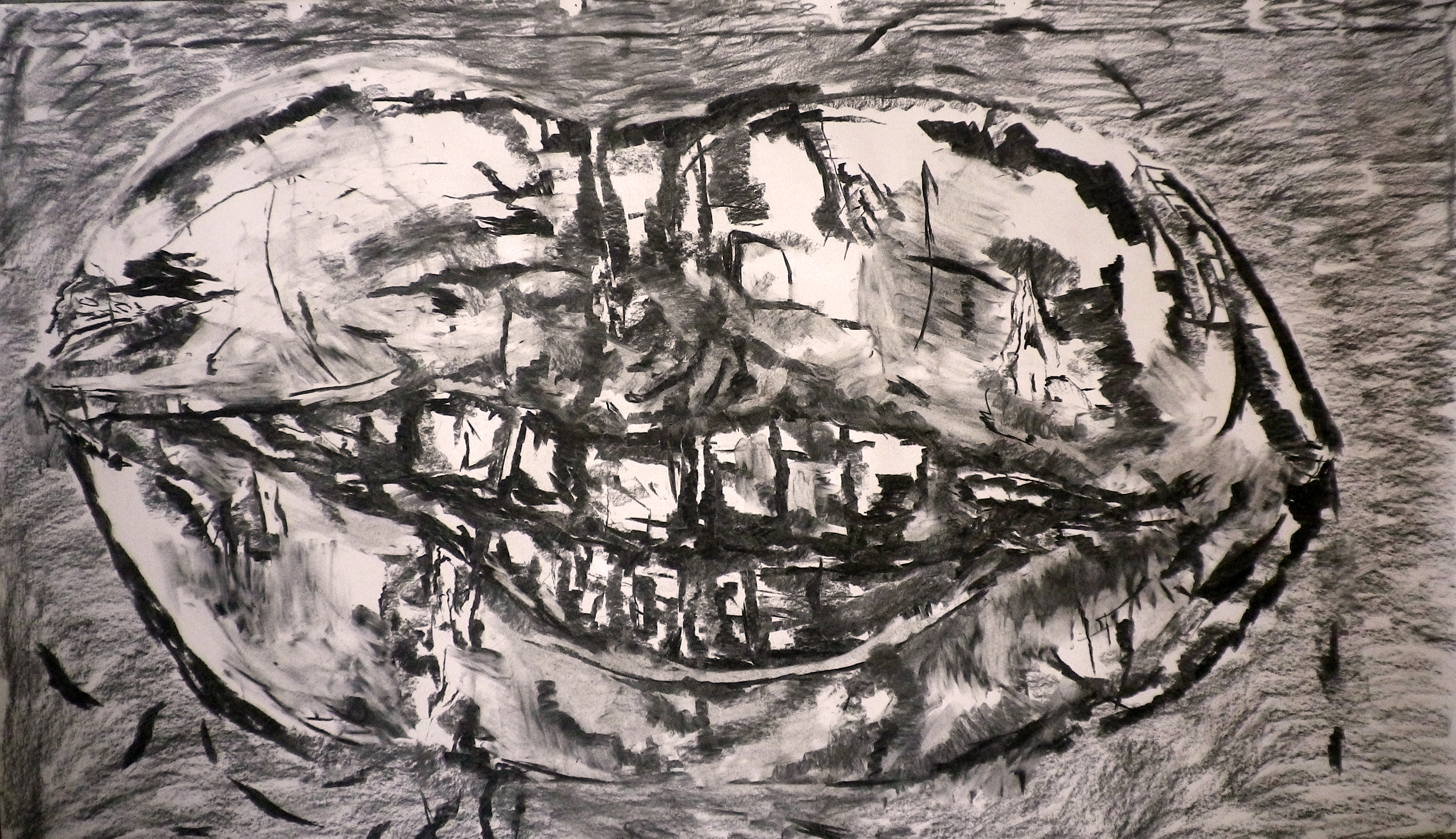 "Untitled", 2014. Charcoal on paper, 100 x 150 cm