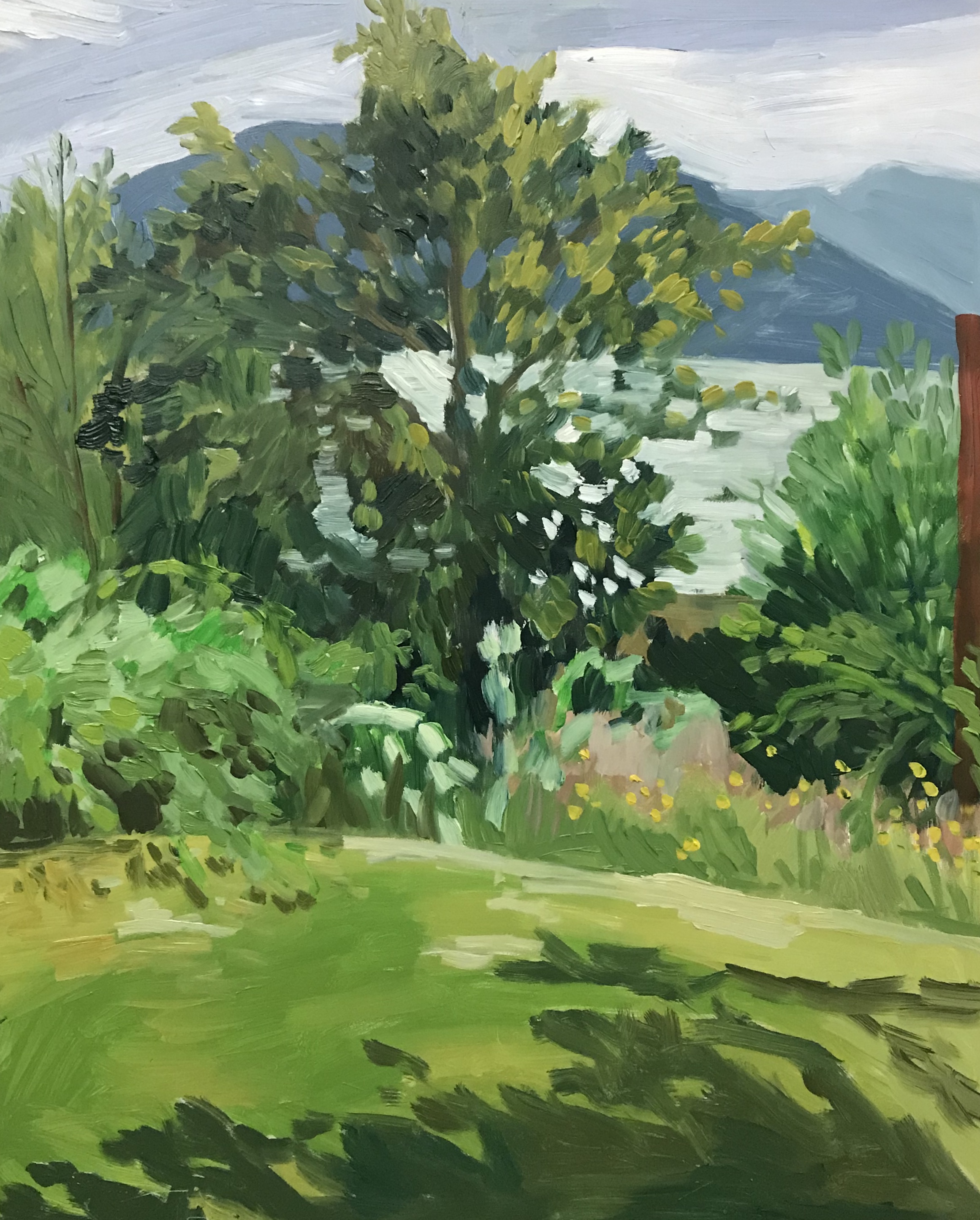 Over the inlet Oil on board. 18x24. 2019