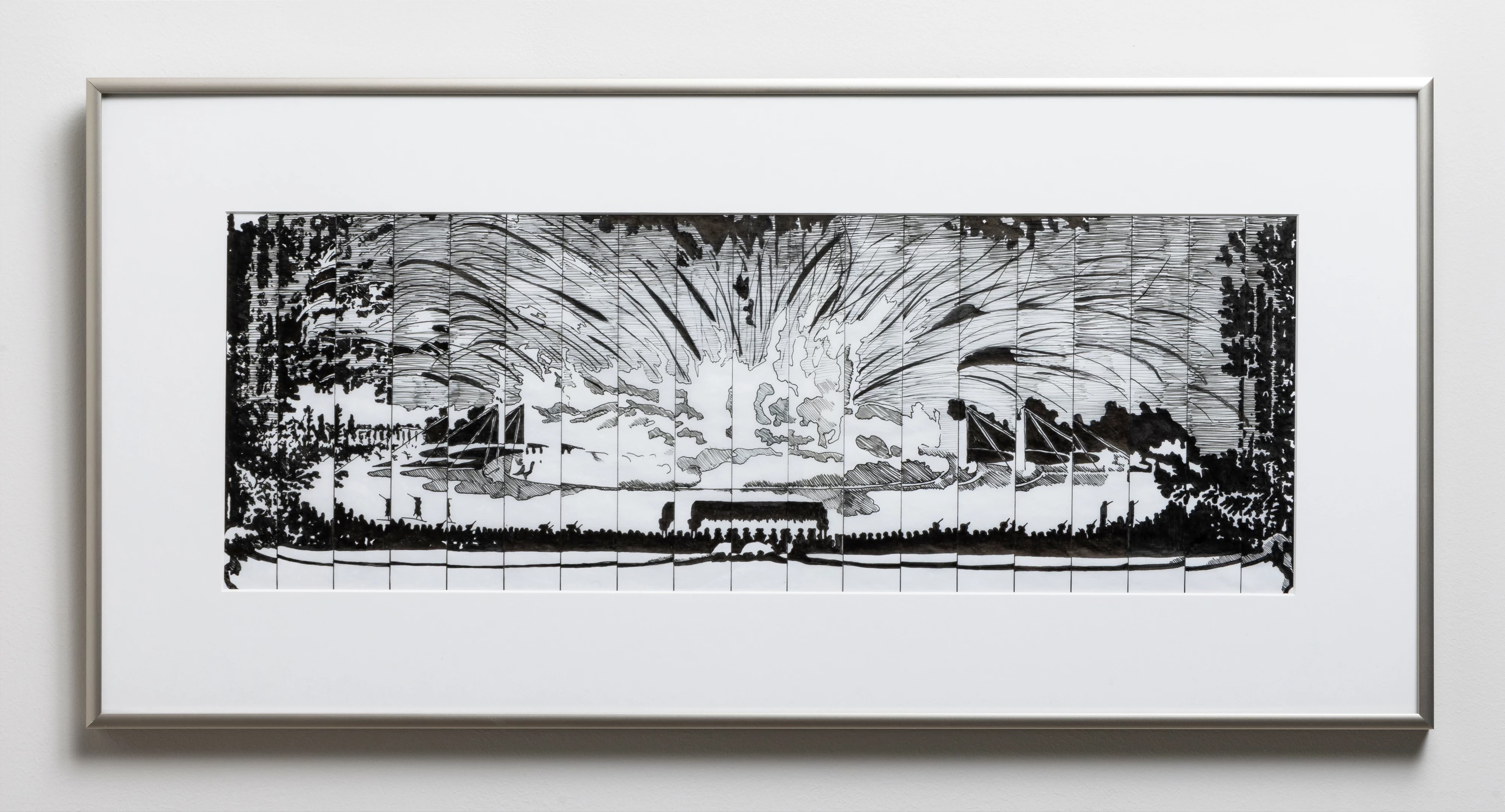 Untitled, 2024, Ink on tracing paper, artist frame, 30 x 60 cm
