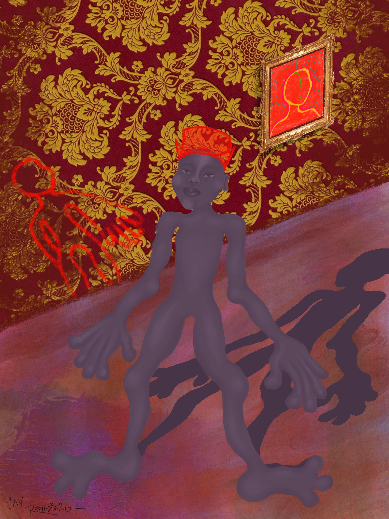 'king in my empire', mixed media, 2021 A3 29.7 x 42cm