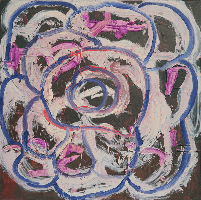 Glitter Camellia, 2016, oil on canvas with diamond dust, 40x40 in