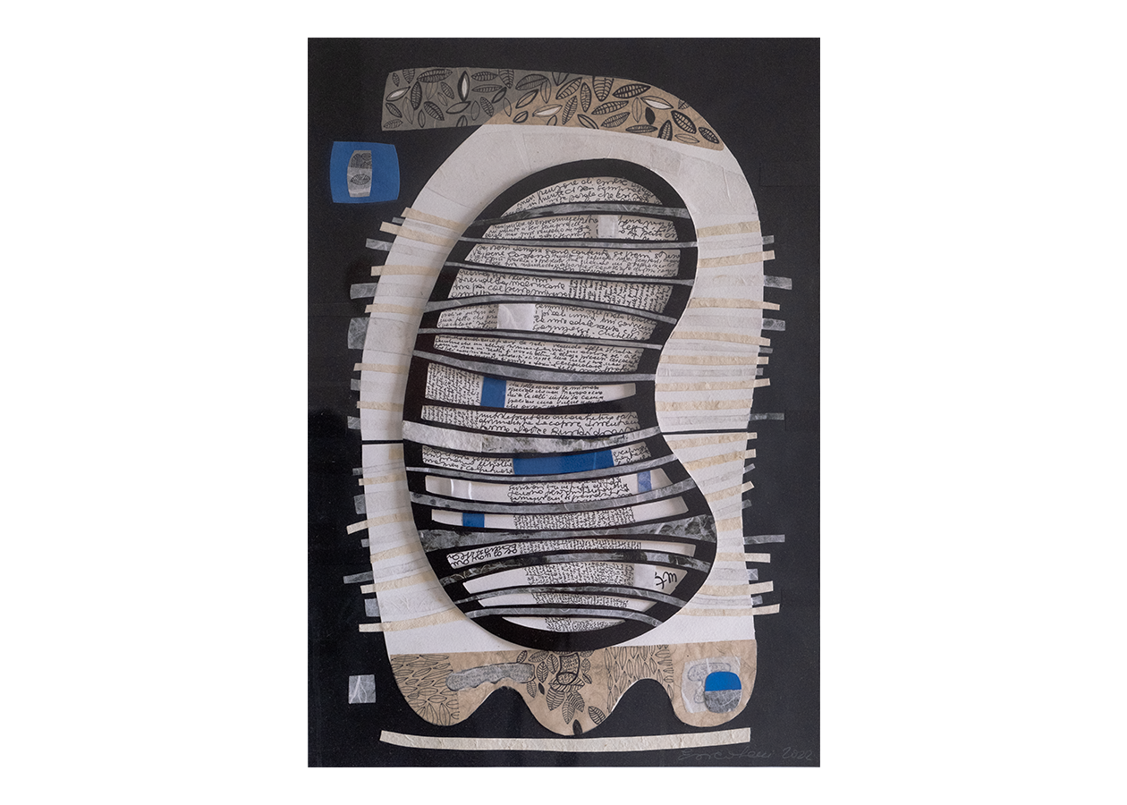 Parole al vento (China su carta, collage, cm 40x56, 2023)