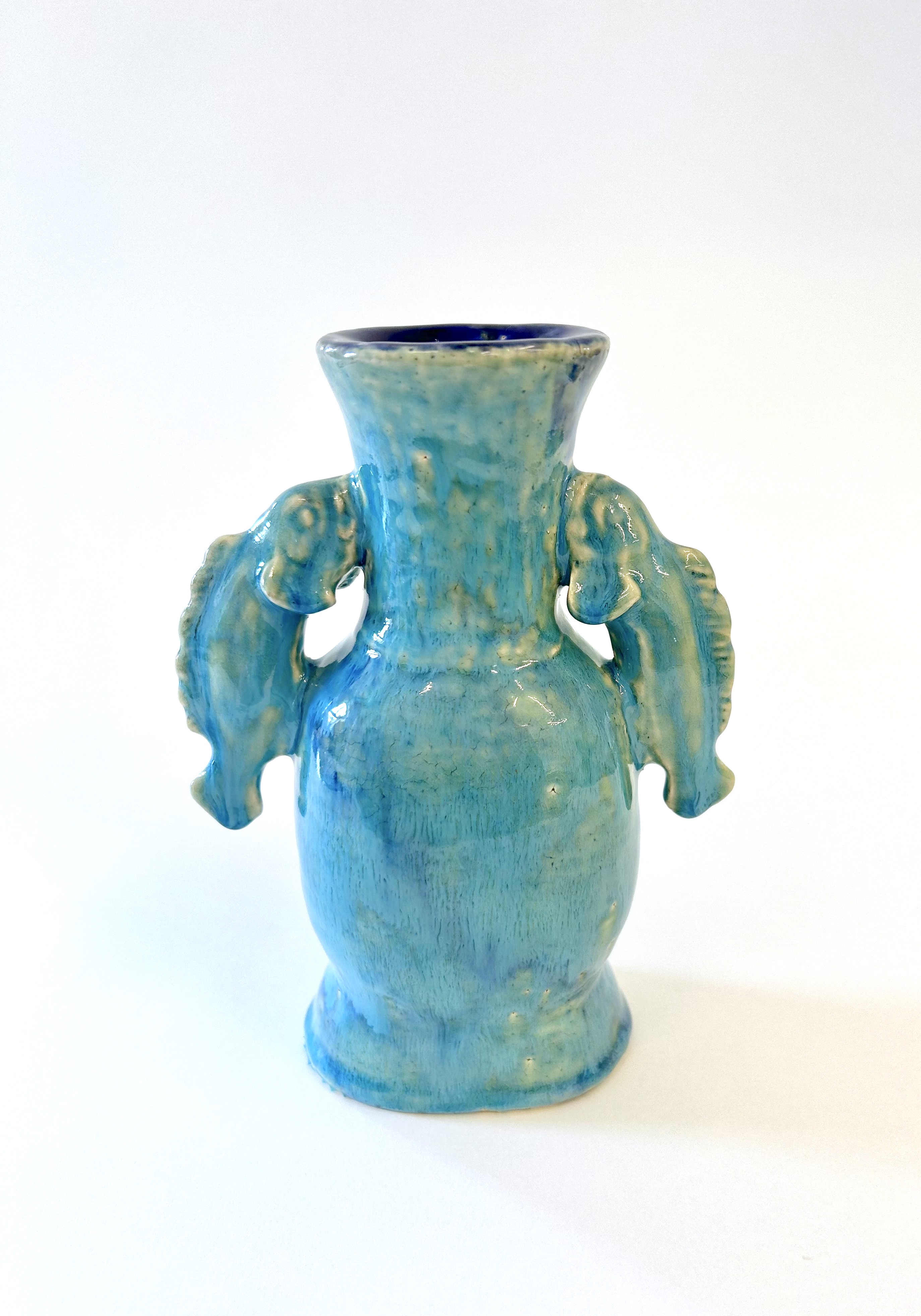 vase with fish, glazed stoneware