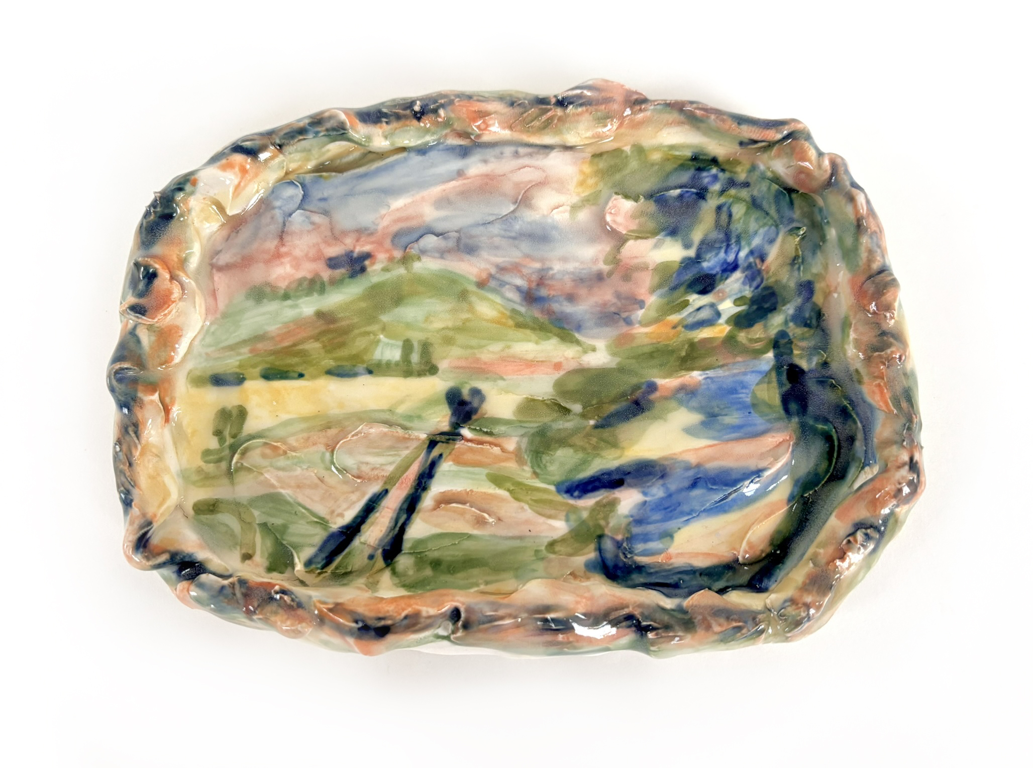 „A sketch from the lakes", H14cm x W19cm, glazed ceramics (porcelain), 2024