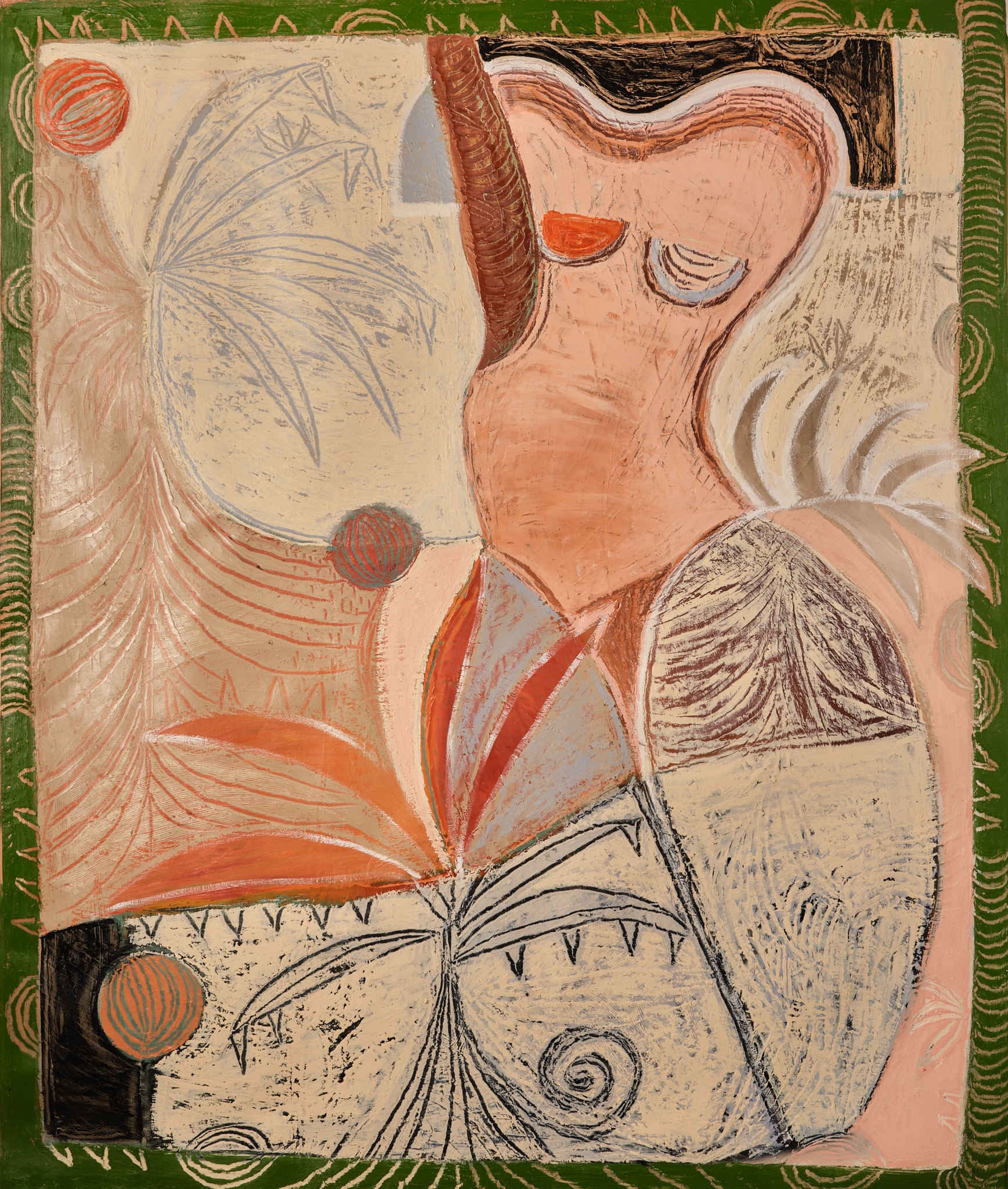 Ritual, 2024. Oil & Oil stick on canvas. 45" x 38" 